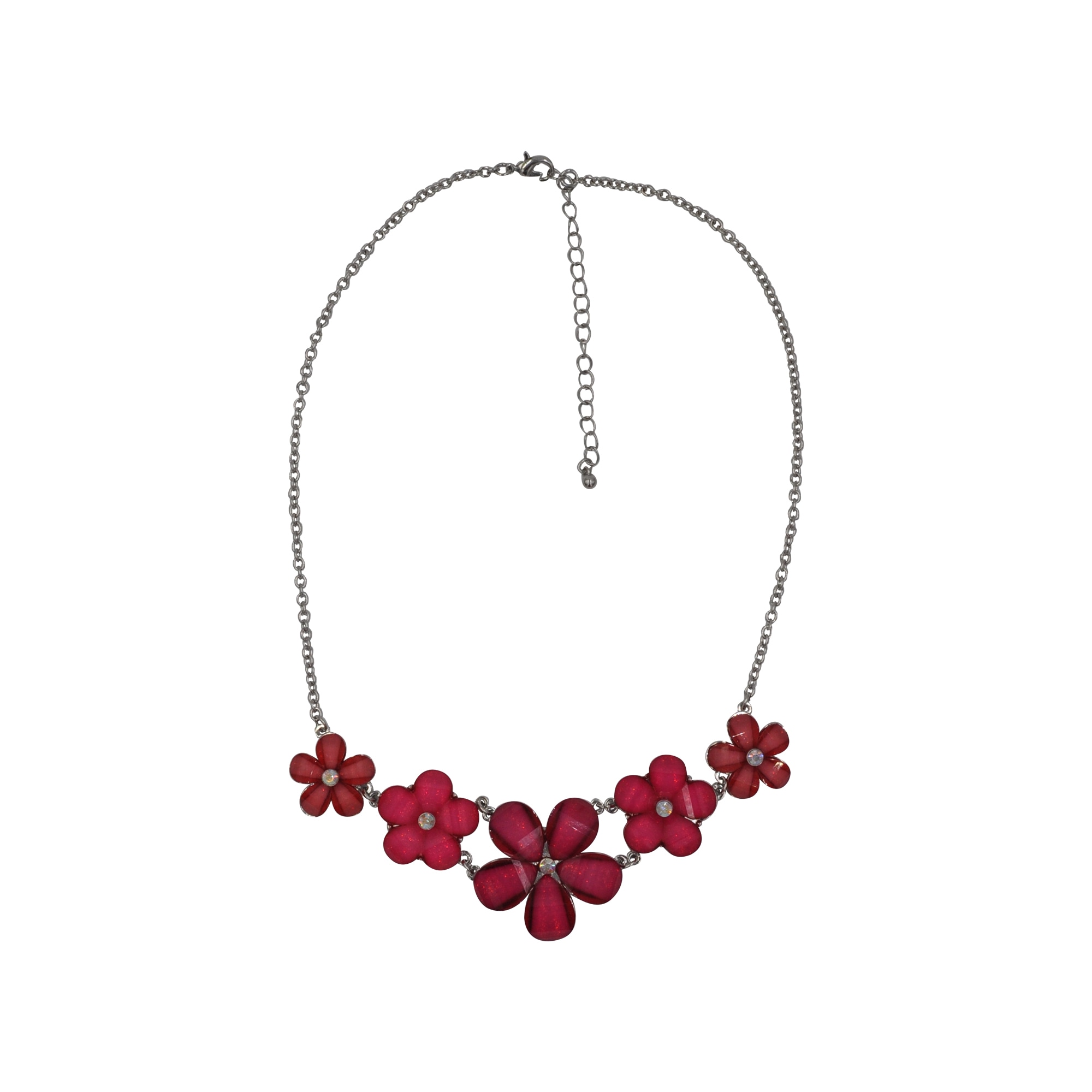 Collierkettchen »Kette silber farben Blumen fuchsia Strass Steine«