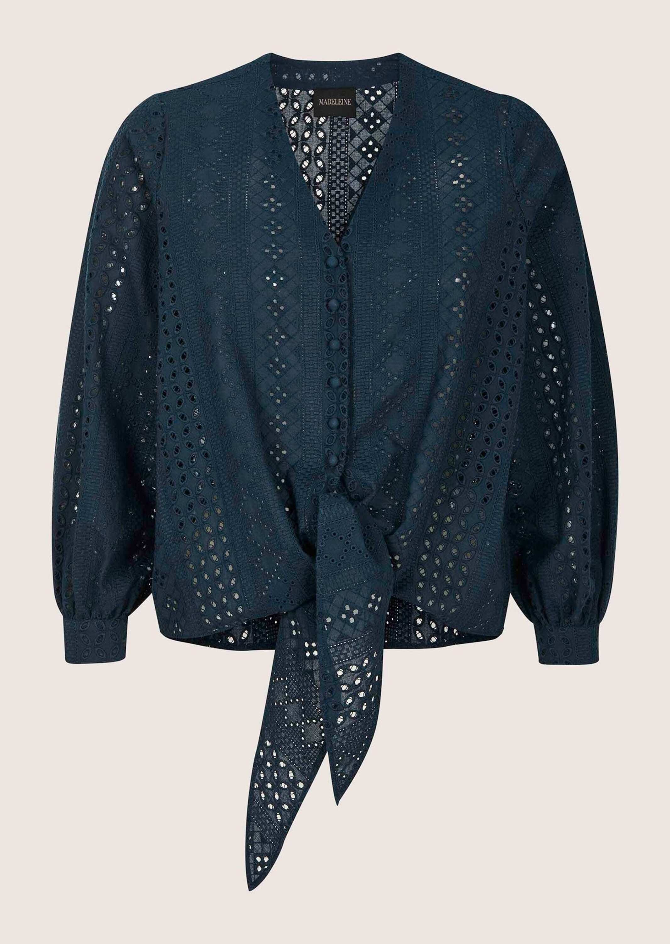 MADELEINE Langarmbluse "Spitzenbluse Baumwollbluse zum Knoten" Spitzenbluse günstig online kaufen