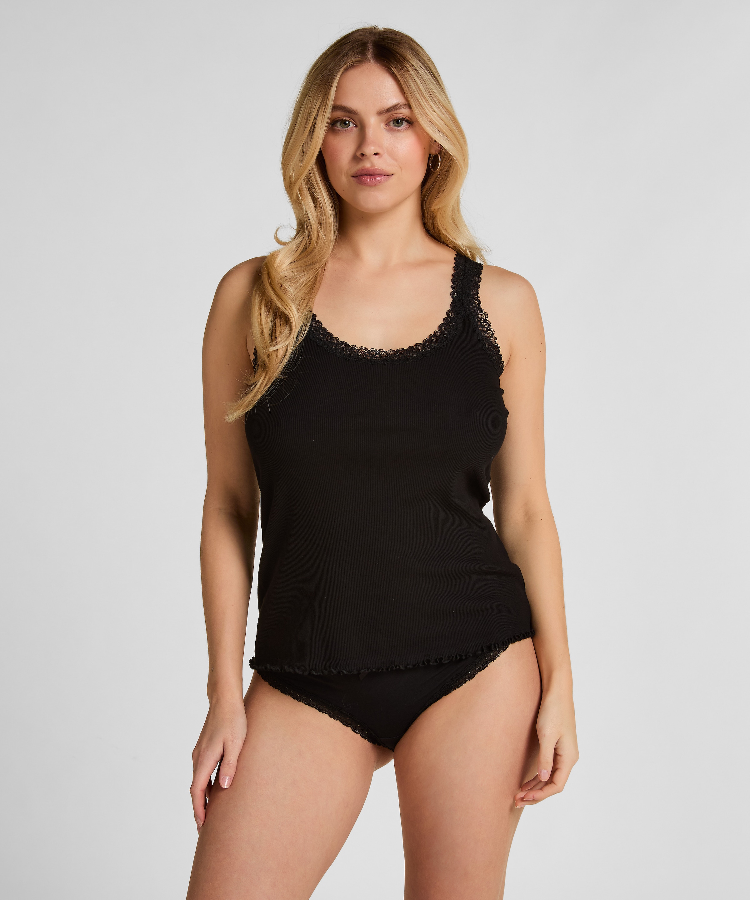 Hunkemöller Pyjama »Rippjersey-Top mit Spitze«