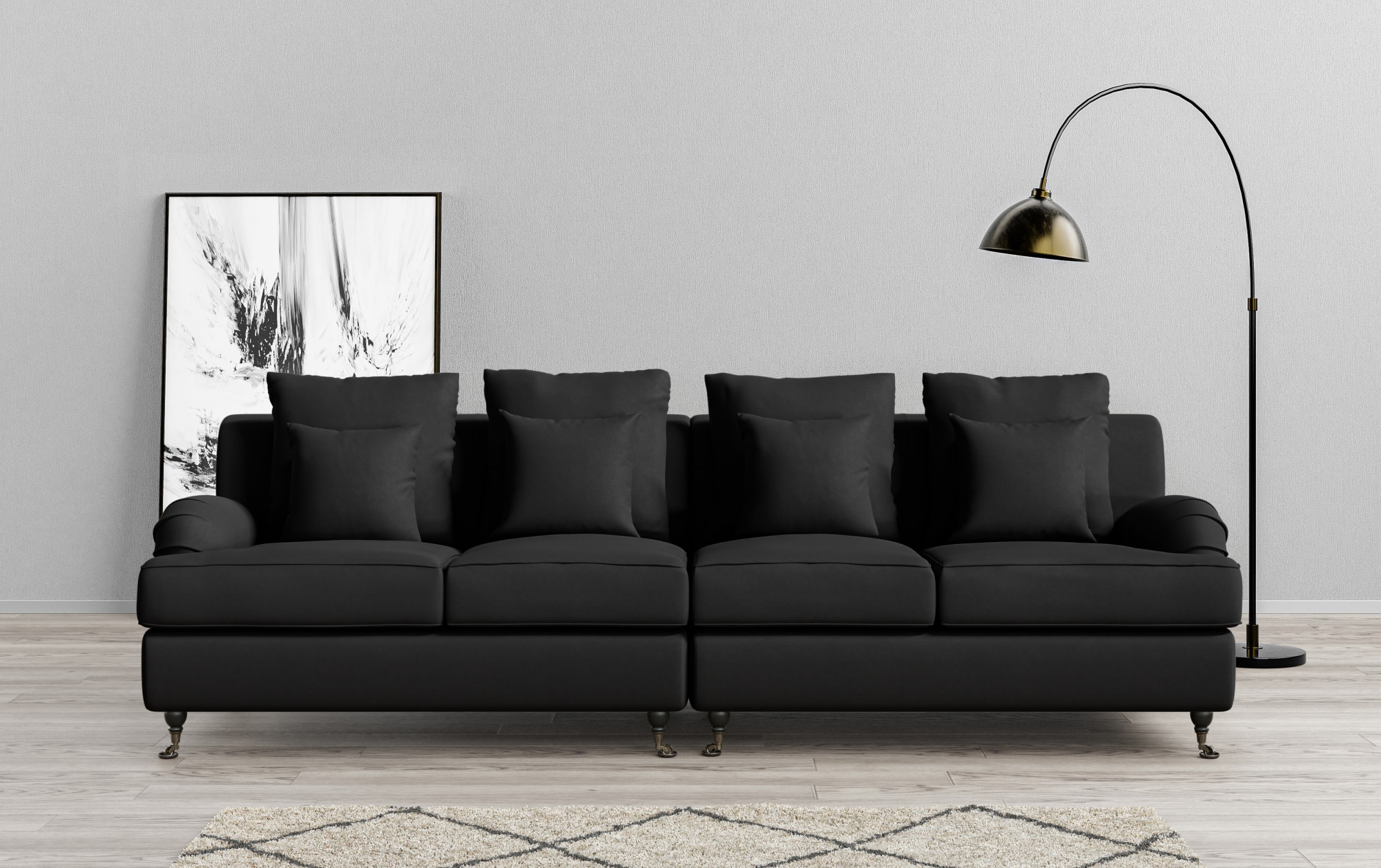 Home affaire Big-Sofa "NORIN" zwei Fußarten: vorne - Rollen, hinten - Holzf günstig online kaufen