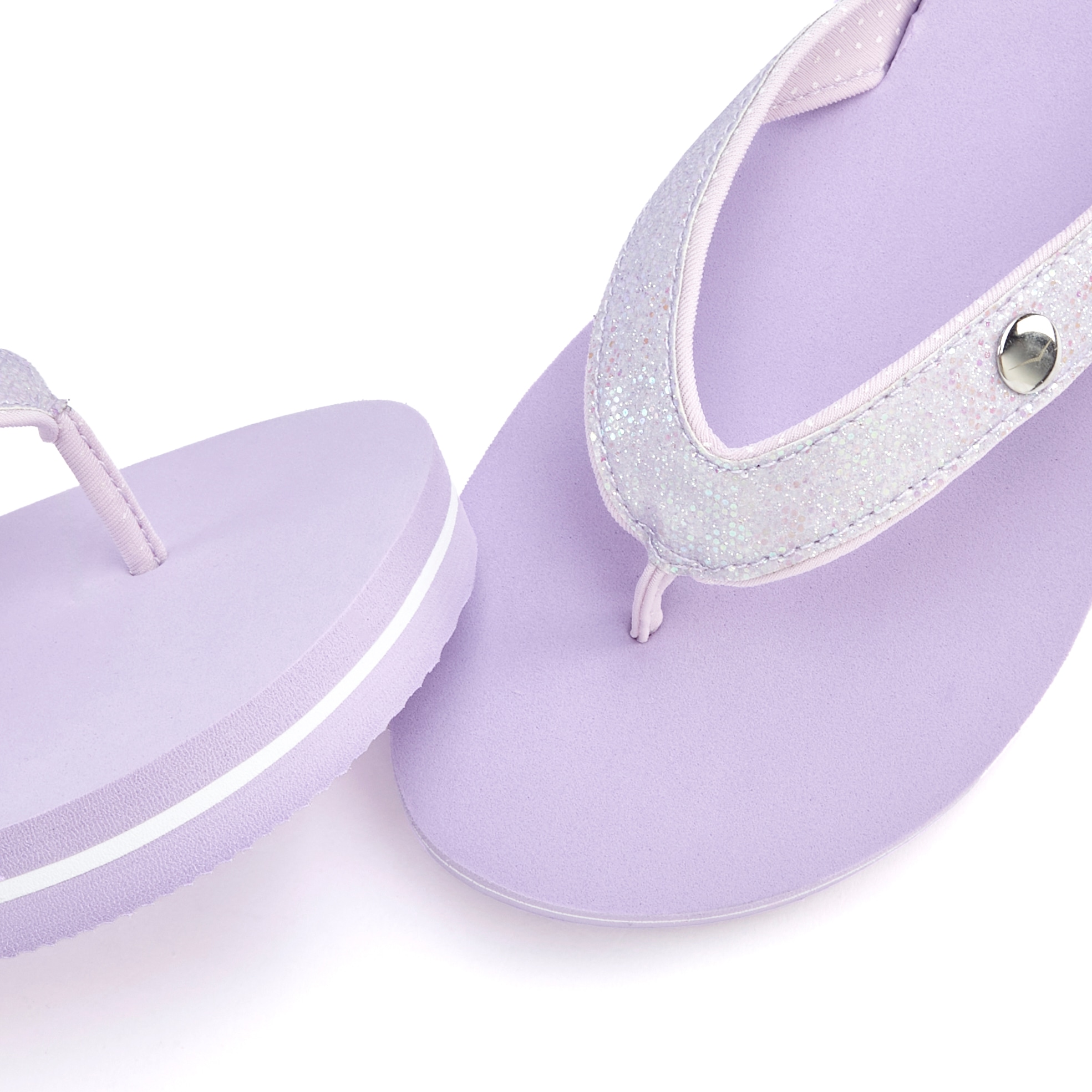 Venice Beach Badezehentrenner, Sandale, Pantolette, Badeschuh ultraleicht mit Glitzerband VEGAN