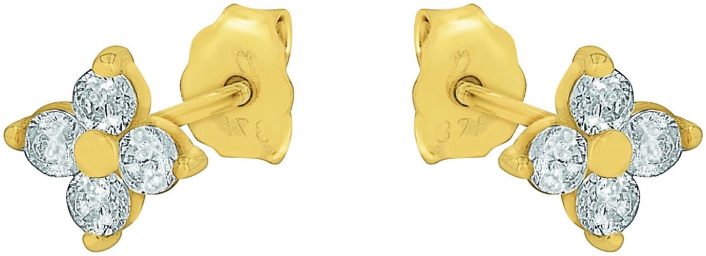 Amor 2028114 Blume Ohrstecker Gelbgold Weiß 2