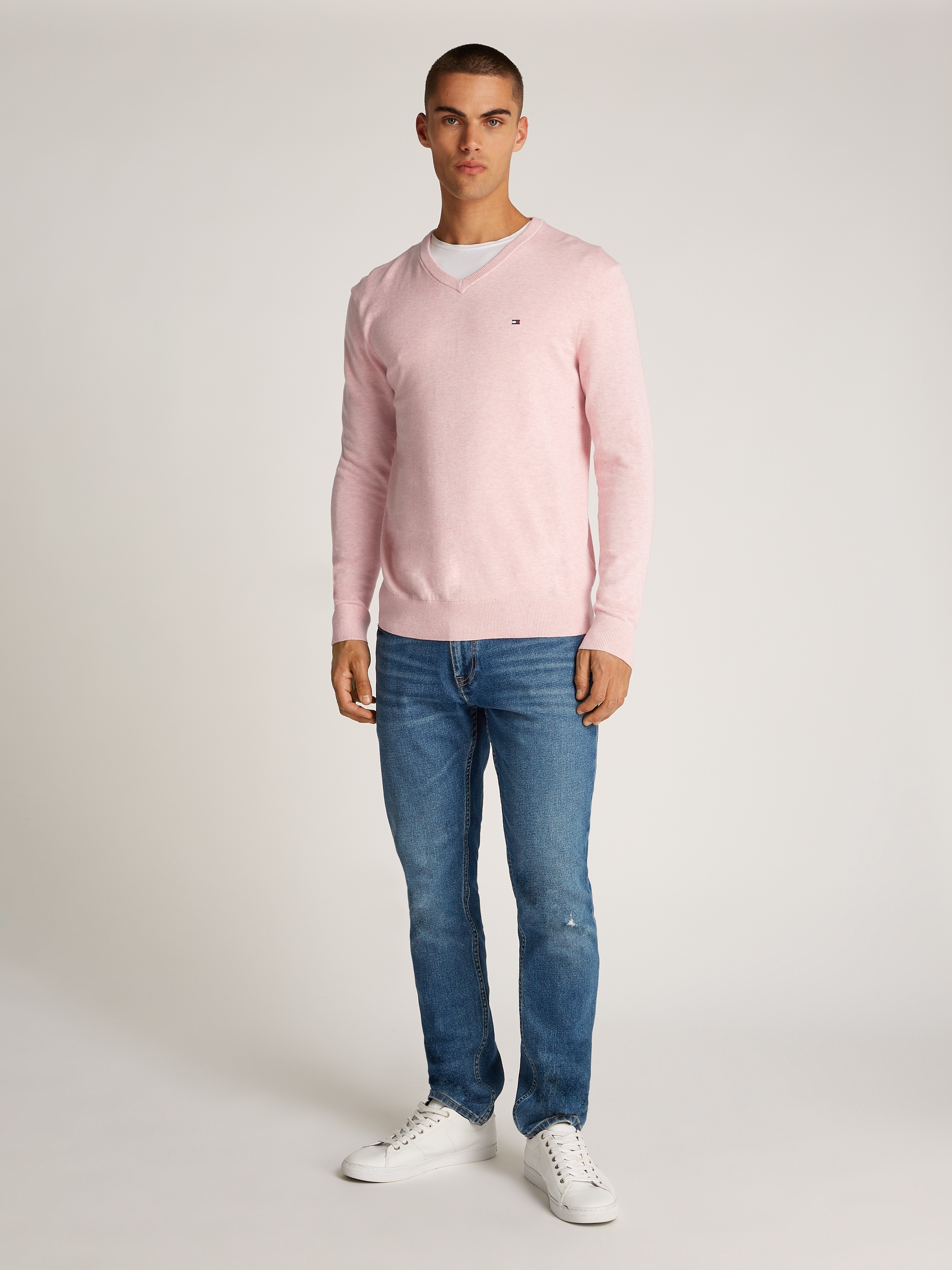 Tommy Hilfiger Strickpullover »ESSENTIAL COTTON V NECK«