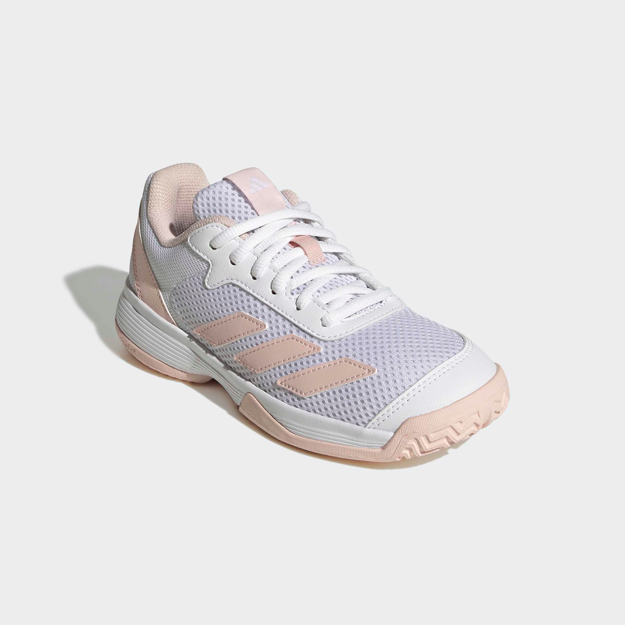 Mädchen Tennisschuh "COURTFLASH KIDS", ADIDAS PERFORMANCE, Gr. 38cloud weiß, wonder quartz, ftwr weiß, Synthetik, Textil, Schuhe, für Hartcourt,