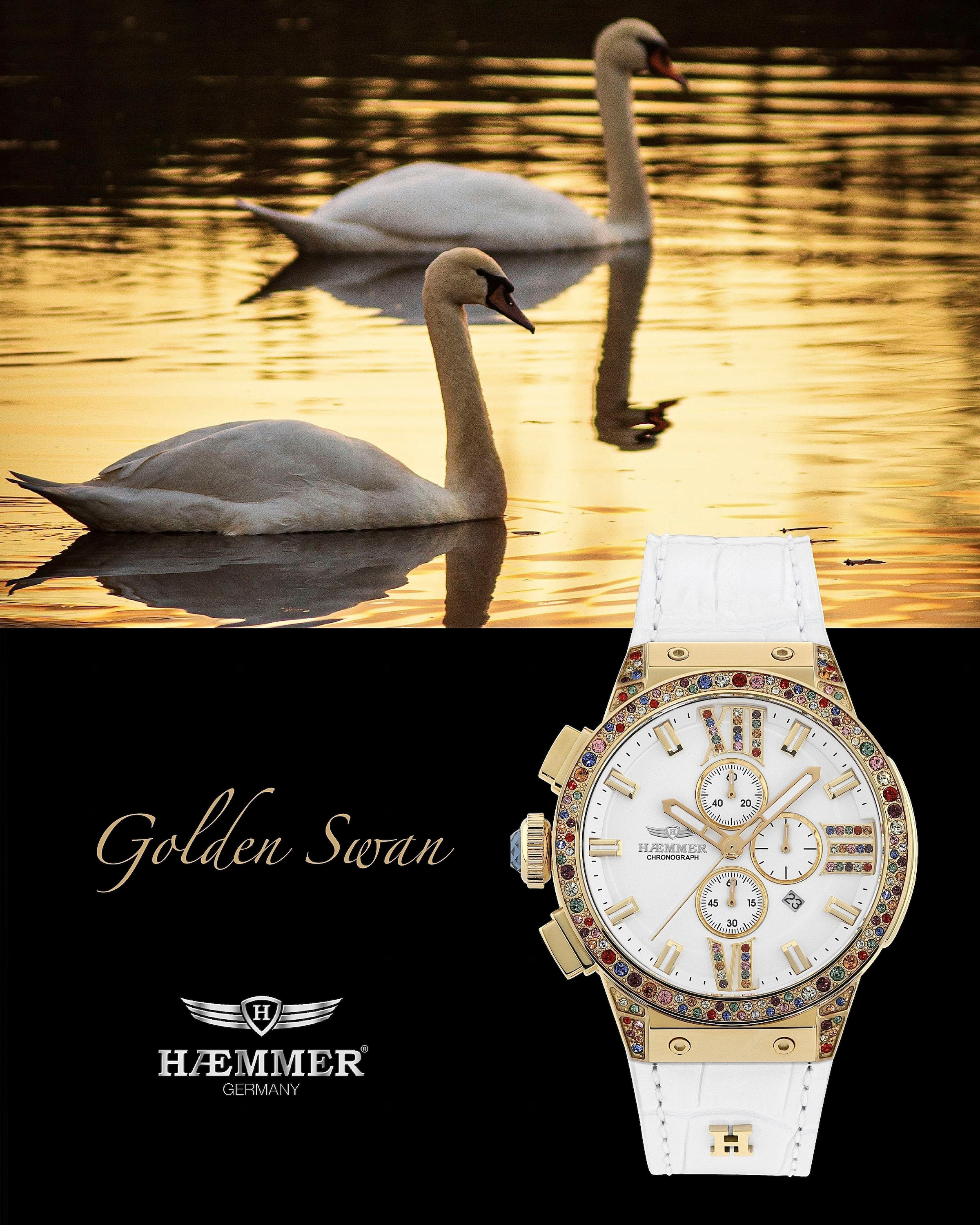 HAEMMER GERMANY Chronograph »GOLDEN SWAN, E-037«, Armbanduhr, Quarzuhr, Damenuhr