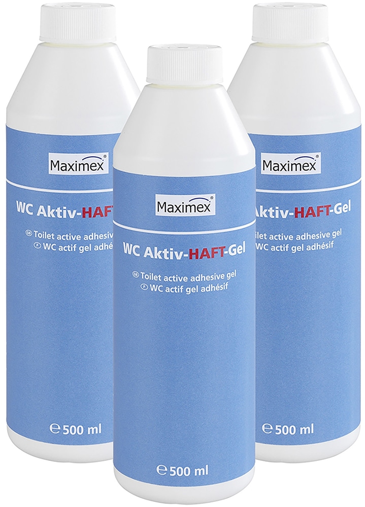 Maximex WC-Reiniger "Aktiv-Haftgel", (Set), 3x500 ml, flüssiger WC-Reiniger für hygienische Sauberkeit, Ozean-Duft