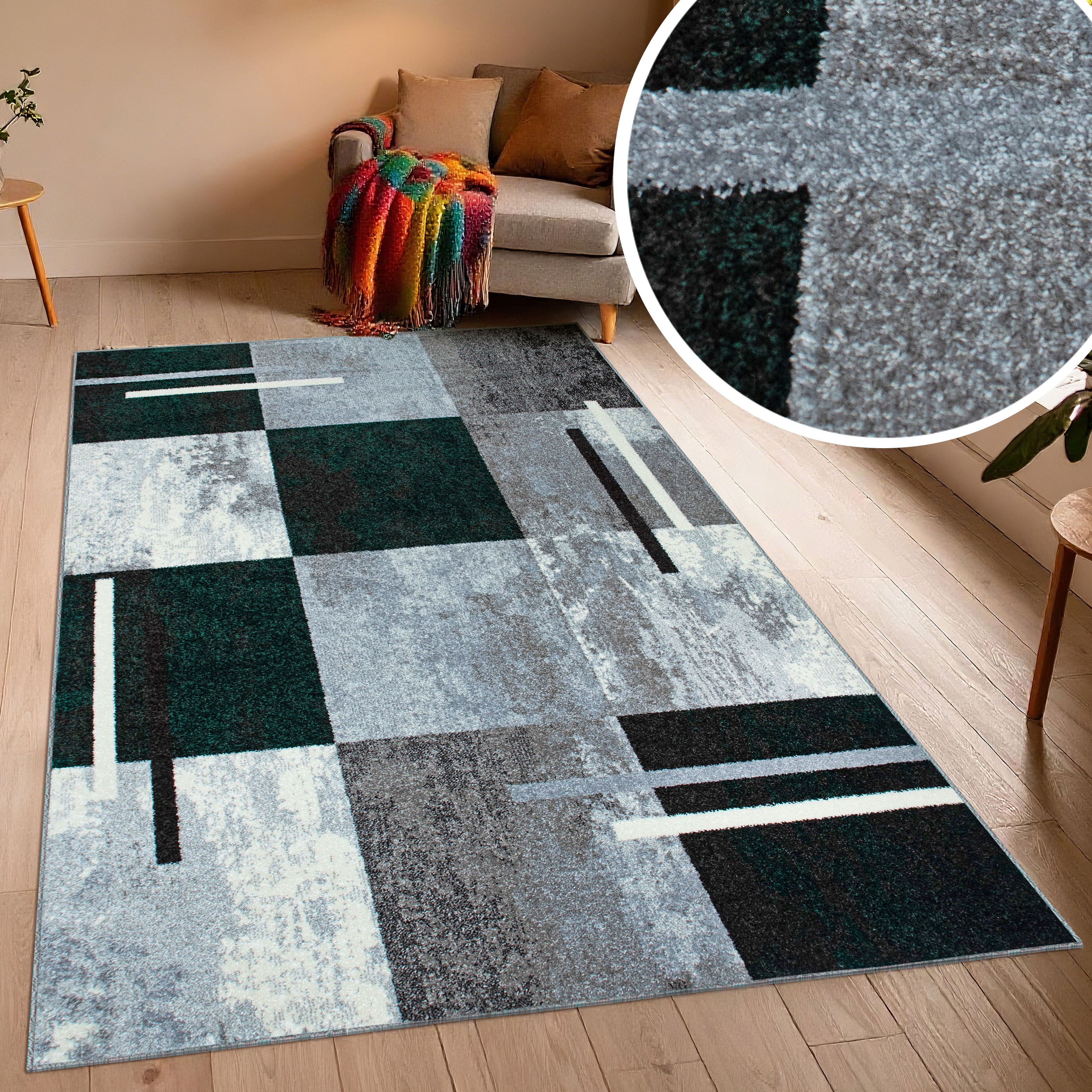 OTTO home Teppich "Cube, Karo Muster mit 3D-Design" rechteckig 9 mm Höhe Kasten, geometrisch, Patchwork, Wohnzimmer, Schlafzimmer