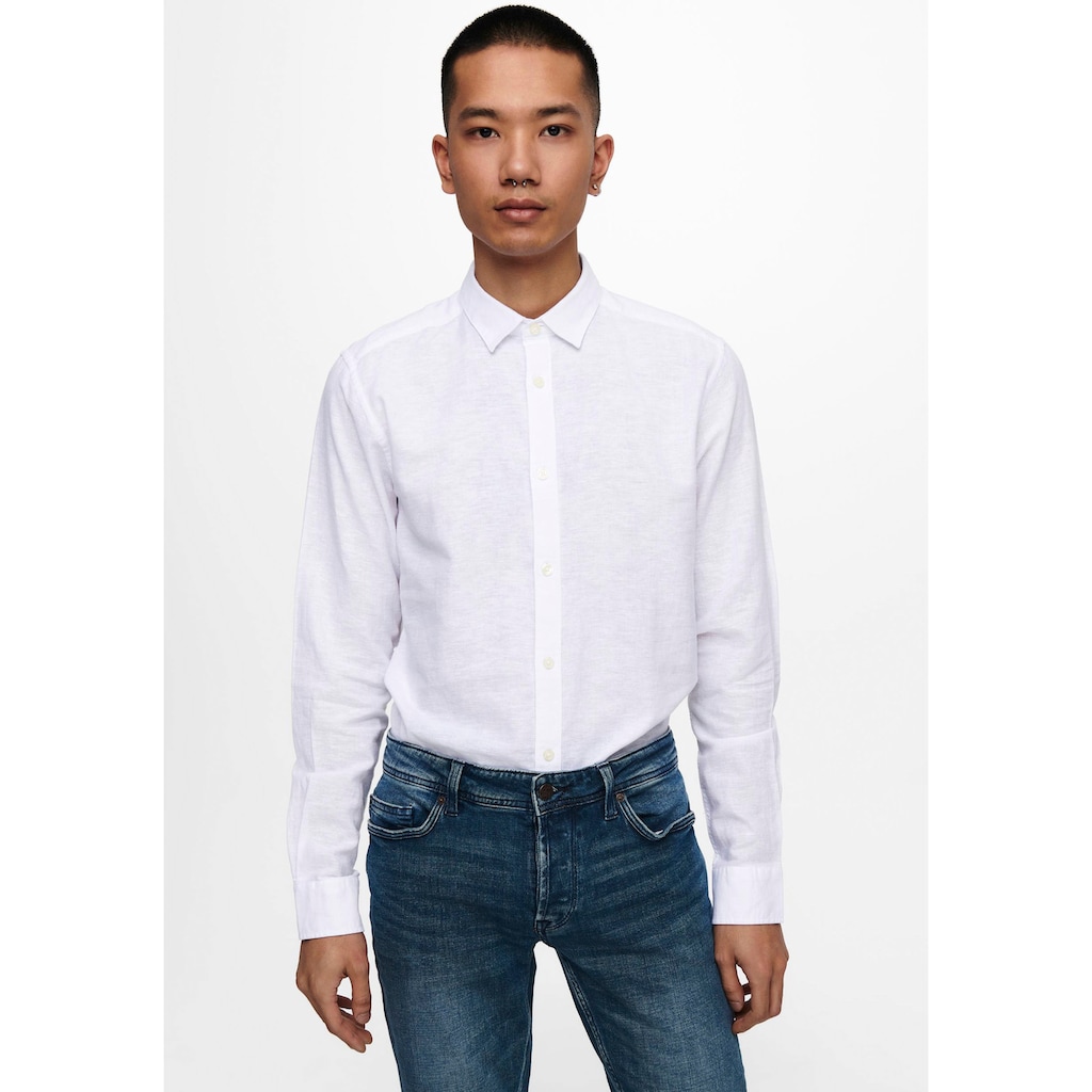 ONLY & SONS Langarmhemd »ONSCAIDEN LS SOLID LINEN SHIRT NOOS«