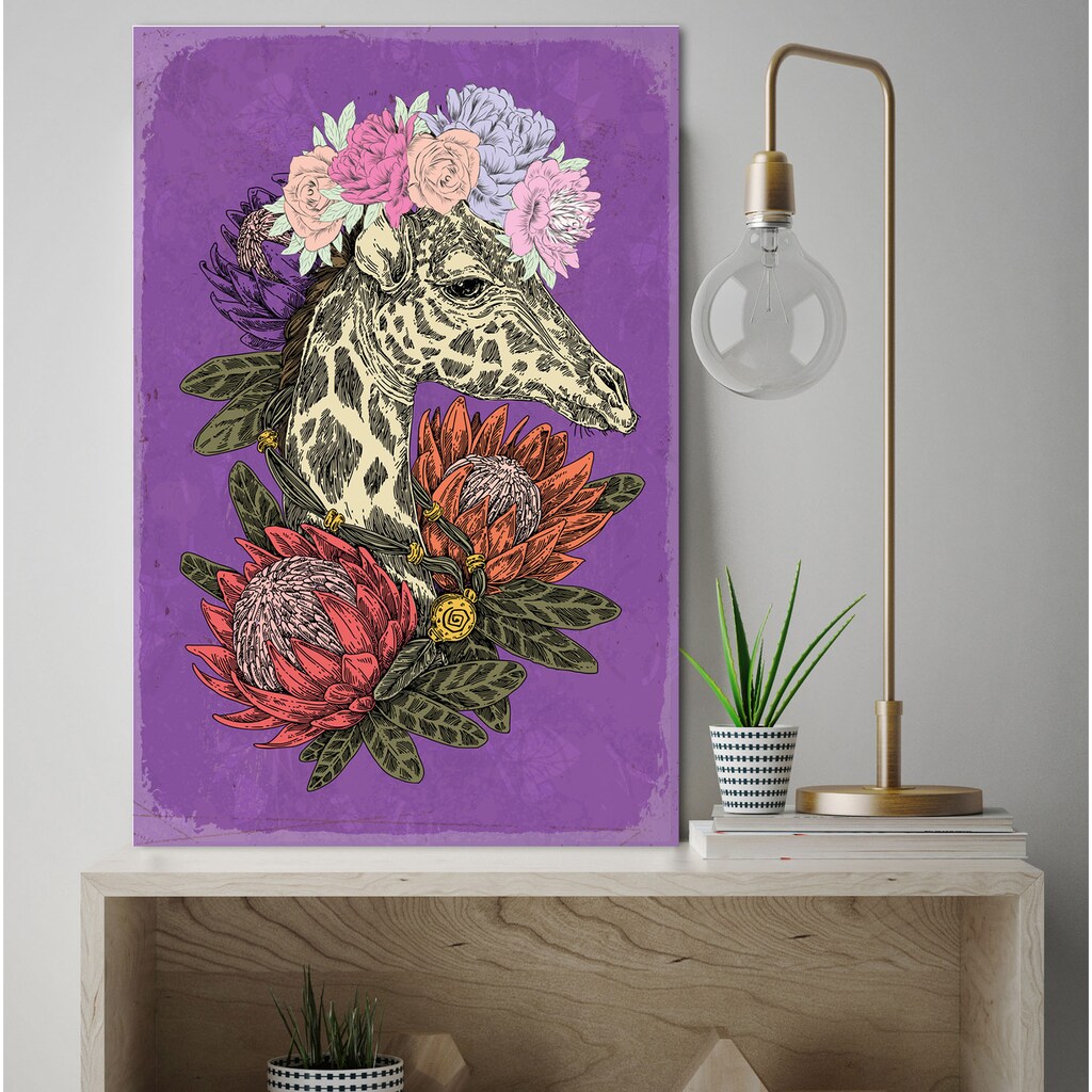 queence Metallbild »Flower Power«, Giraffe, (1 St.)