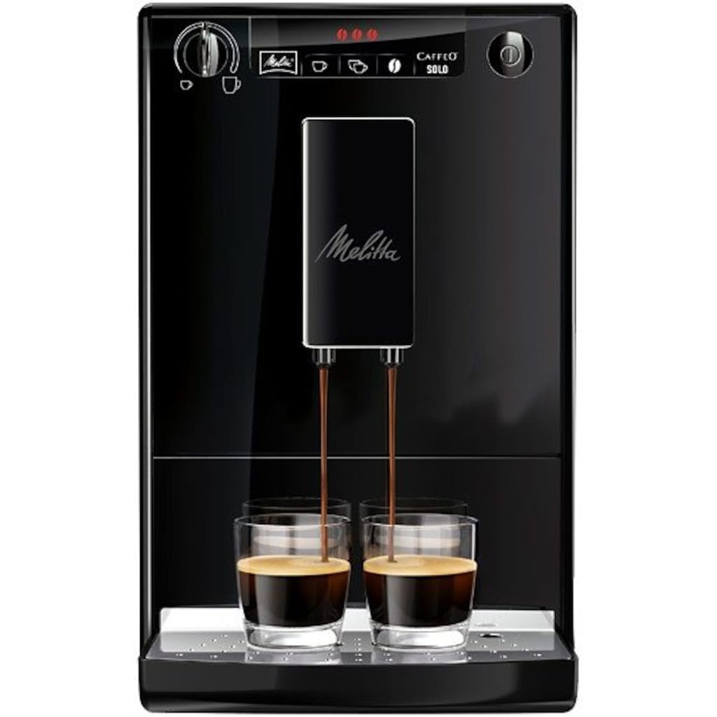 Melitta Kaffeevollautomat »Solo® E950-222, pure black«, Modernes All-Black Design, aromatischer Kaffee & Espresso bei nur 20cm Breite