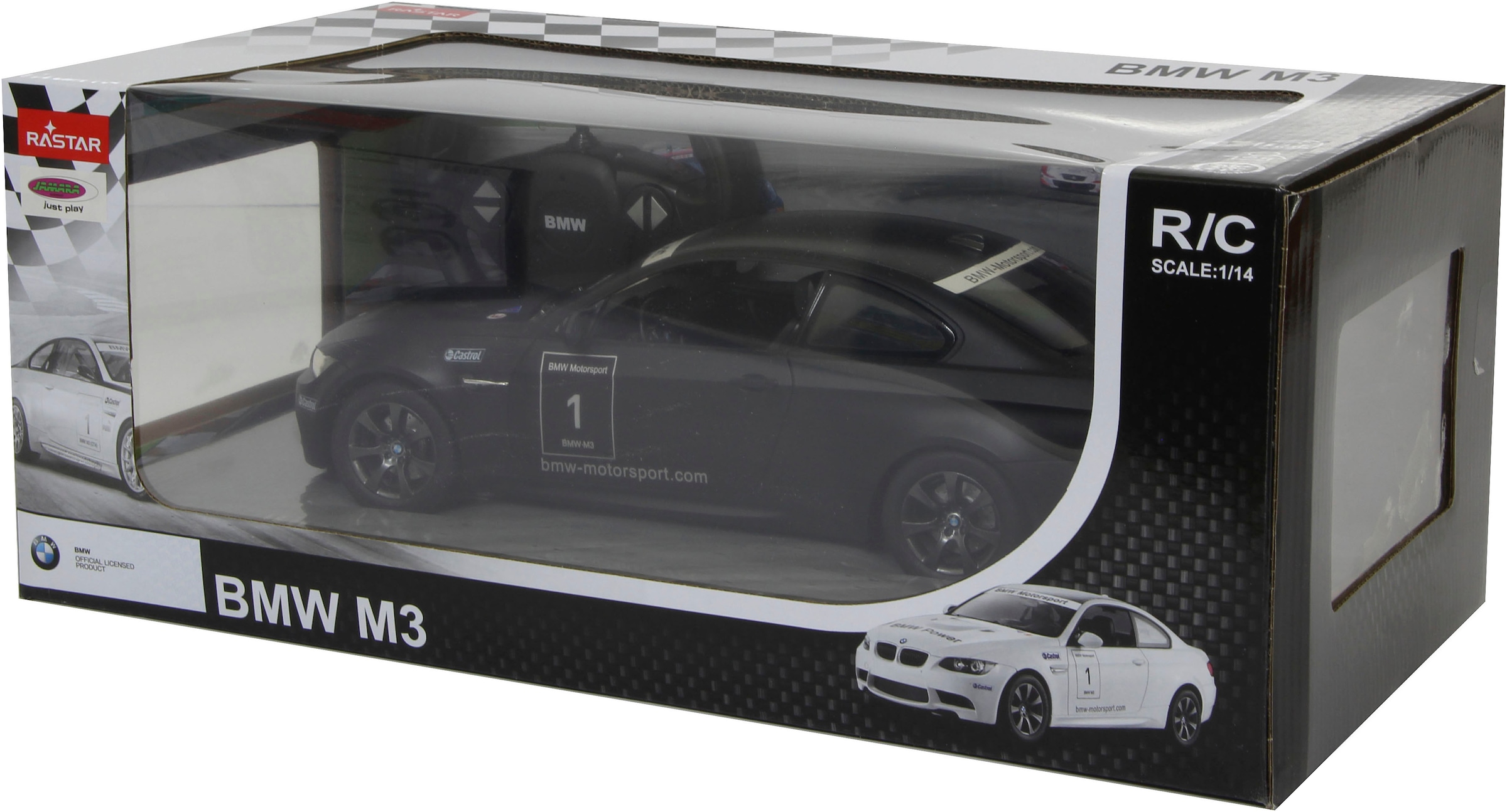 Jamara RC-Auto »Deluxe Cars, BMW M3 Sport, 1:14, schwarz, 2,4GHz«, mit LED-Licht