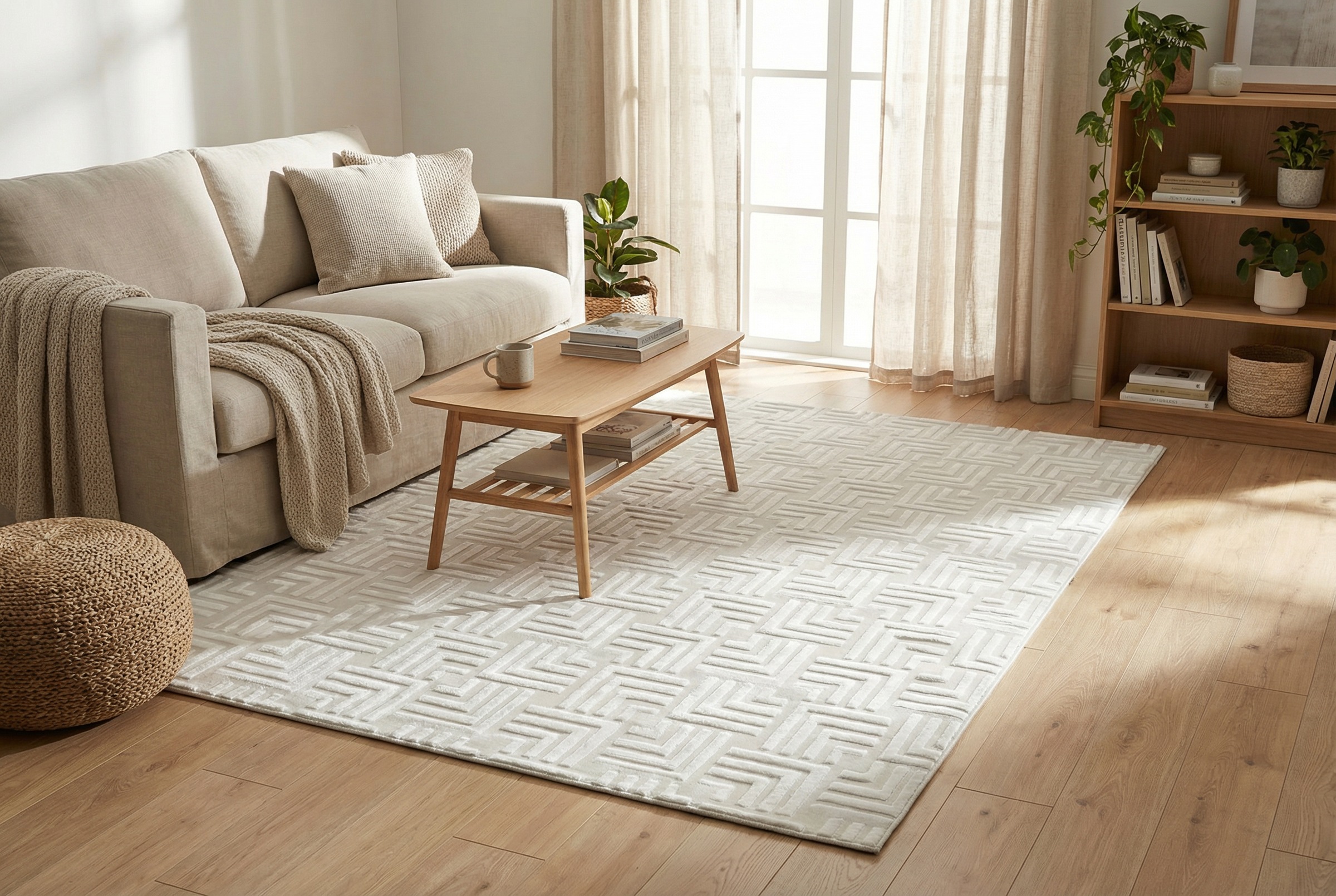 Kayoom Teppich "Calma 325" rechteckig 10 mm Höhe Kurzflor, 3-D Optik, Wohnzimmer