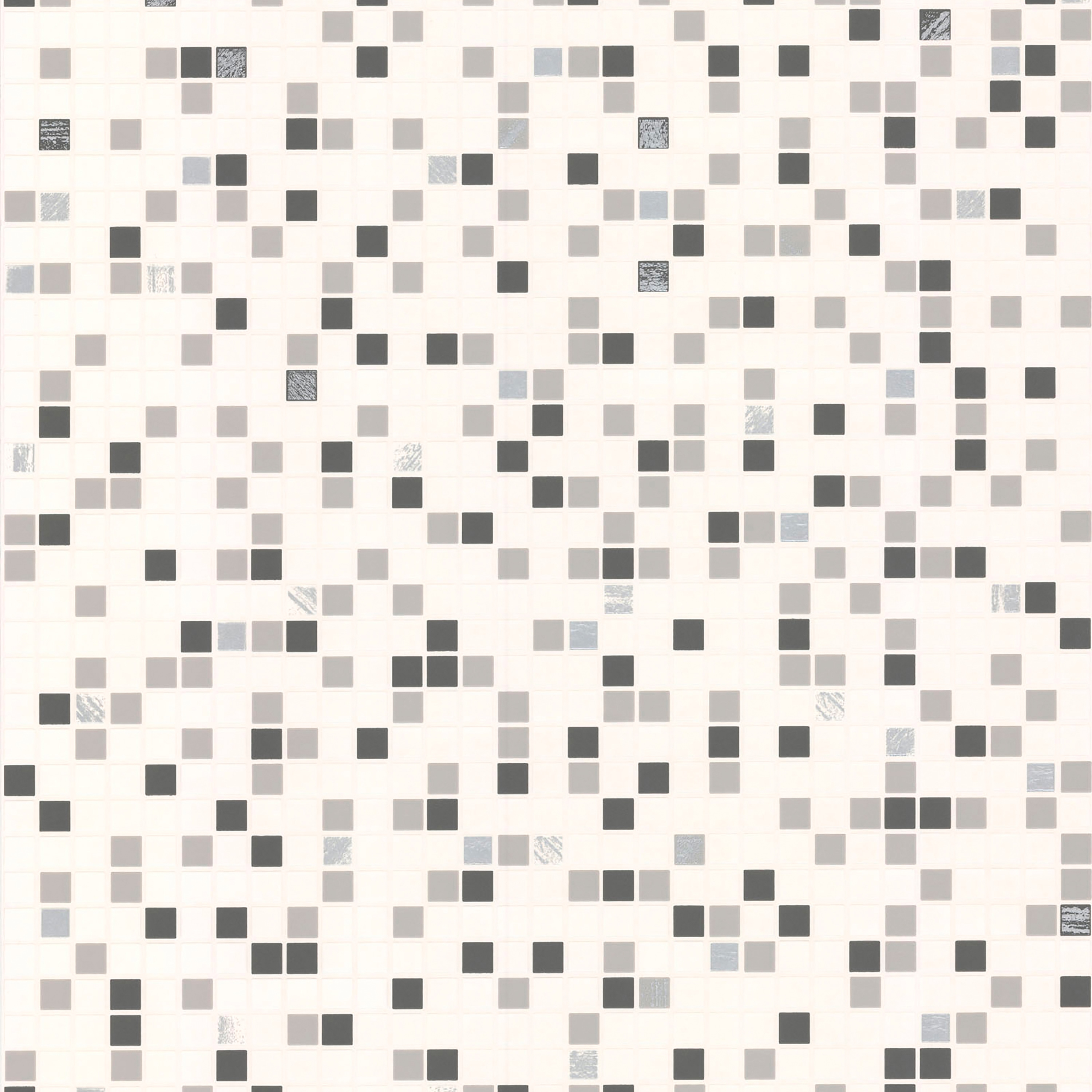 Papiertapete "Checker" aufgeschäumt Vinyltapete Mosaikfliesen schwarze/weiße Fliesen 10 m x 0.52 m
