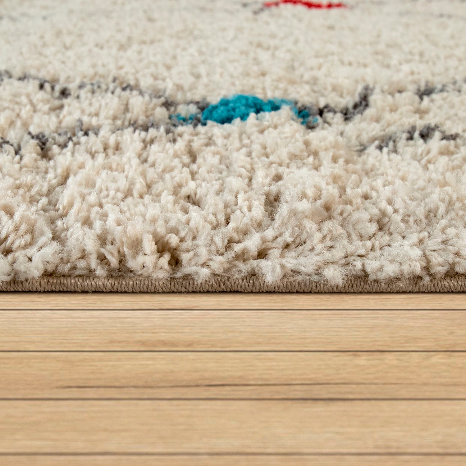Paco Home Teppich »Wooly 282«, rechteckig, 39 mm Höhe, Hochflor-Shaggy, Scandi-Muster, mit Fransen, Wohnzimmer