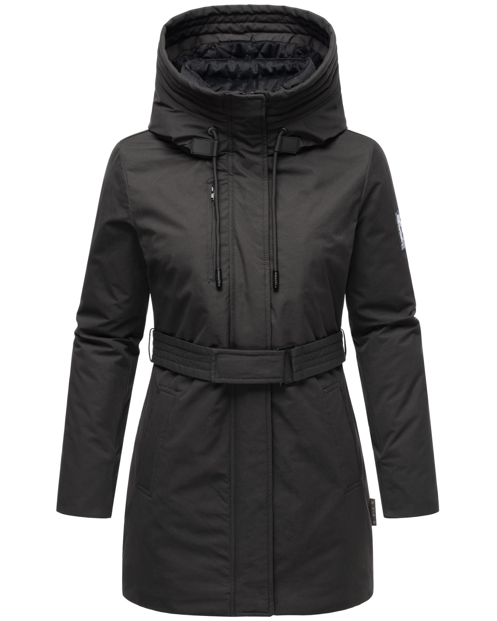 Navahoo Winterjacke "Eishauch 14", mit Kapuze, Damen Winterparka mit Taillengürtel und Fleece-Kragen