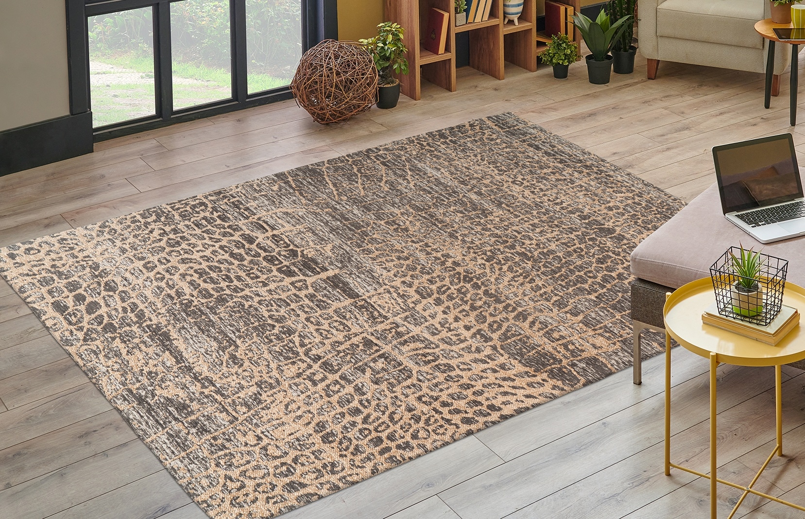 Teppich KAYOOM "Davis 325", beige, B:80cm H:12mm L:150cm, Polyester, Teppiche, Teppich, edles Design, pflegeleicht, neutrale Farben
