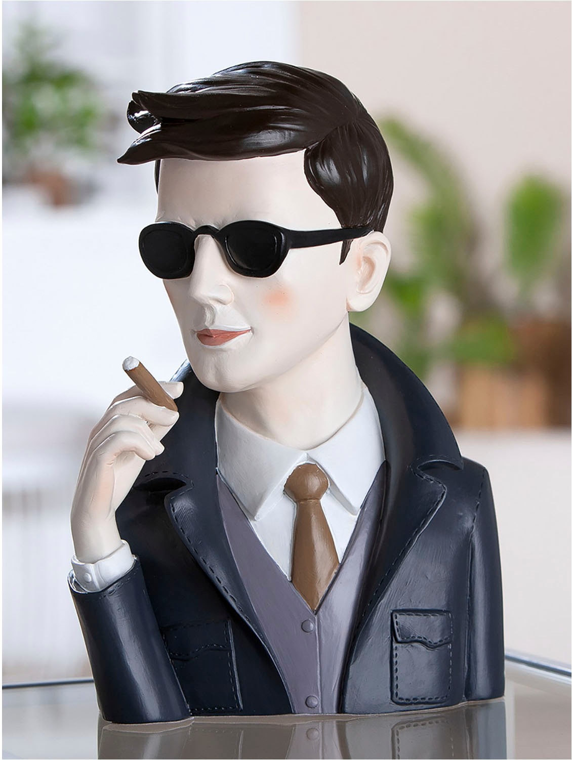Casablanca by Gilde Dekofigur "Figur Gentlemam" Handbemalt in Grau und Schwarz