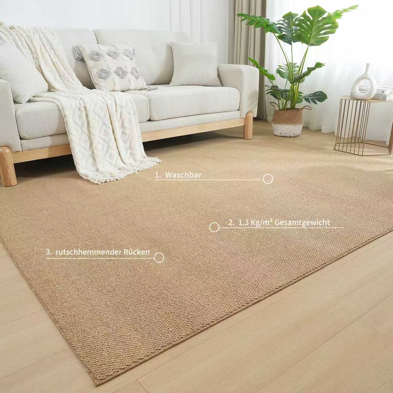 Teppich OTTO HOME "Lilia" Gr. 4, gold (goldfarben), B:160cm H:5mm L:230cm, Kunstfaser, Teppiche, Teppich, Sisal-Optik, uni, waschbar, Wohnzimmer, Schlafzimmer, Esszimmer 3