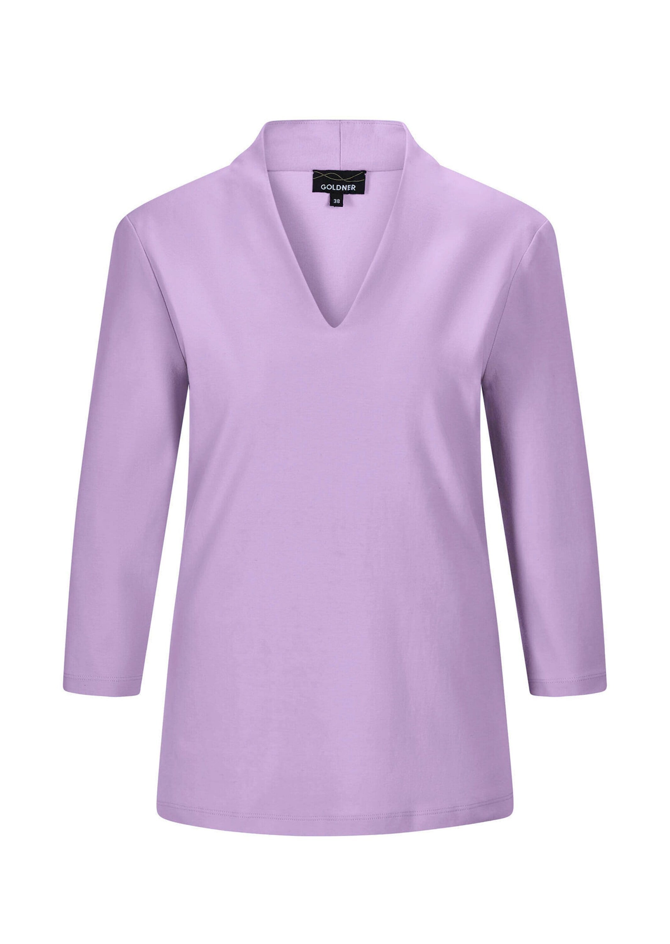 GOLDNER Kurzarmshirt "Kurzgröße Elegantes Basic-Shirt mit V-Ausschnitt" V-Ausschnitt