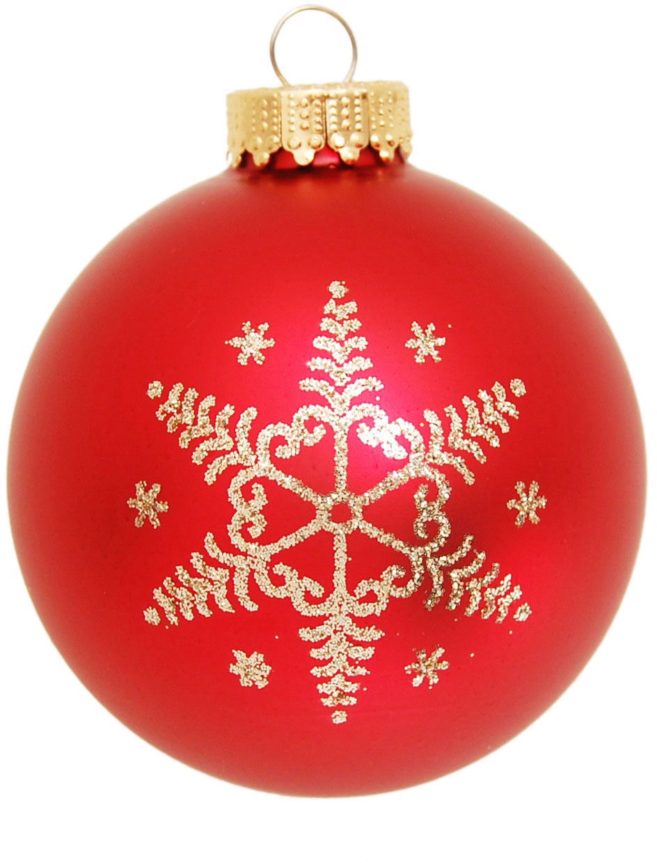 Krebs Glas Lauscha Weihnachtsbaumkugel »Schneeflocke Weihnachtsdeko, Glas BAUR aus Christbaumschmuck, 16 Christbaumkugeln St.), bestellen rot«, (Set, 
