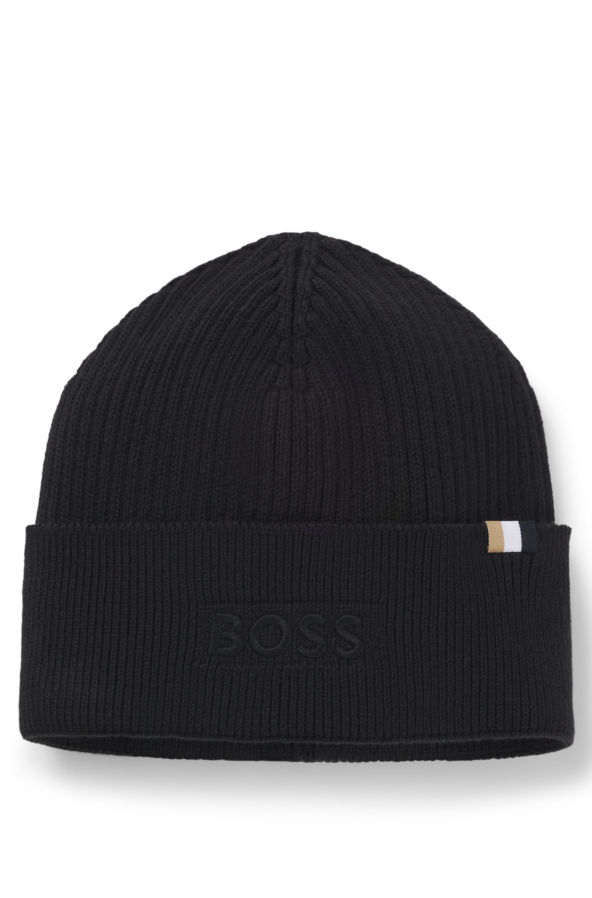 BOSS Strickmütze »Magico_R_Hat«, mit tonaler Logostickerei