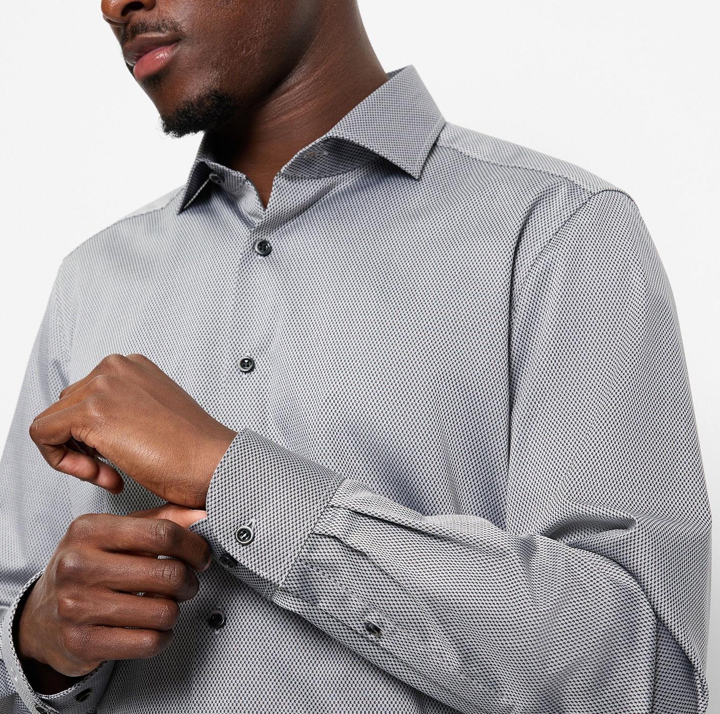 Thumbnail - OLYMP Langarmhemd "Level Five" body fit, Businesshemd, Minimalprint, Royal-Kentkragen