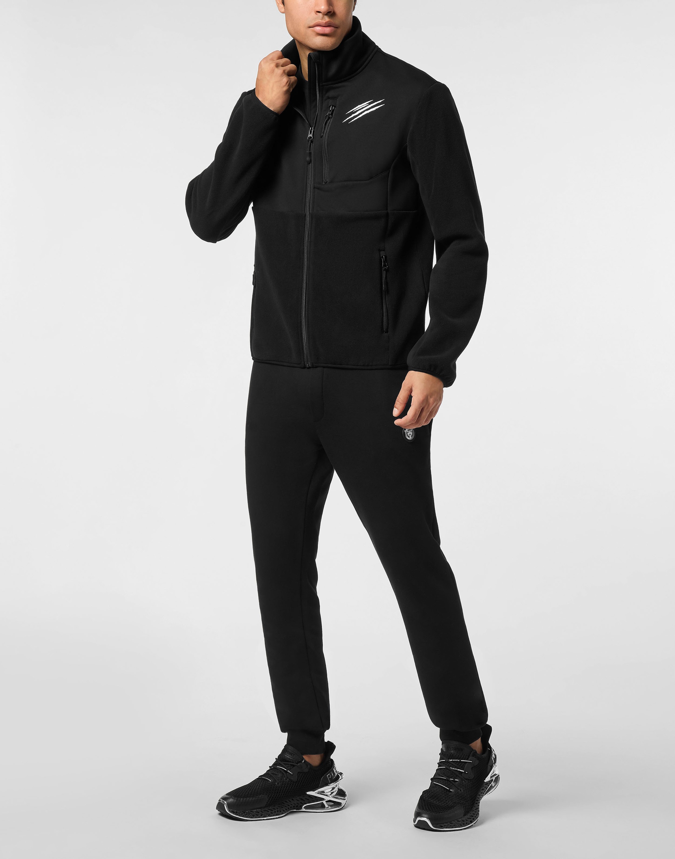 Yoga-Sweatjacke PLEIN SPORT "Sweatjacke", Jungen, Gr. XXL, schwarz (02, schwarz), Obermaterial: 100% Polyester, Sweatjacken 2
