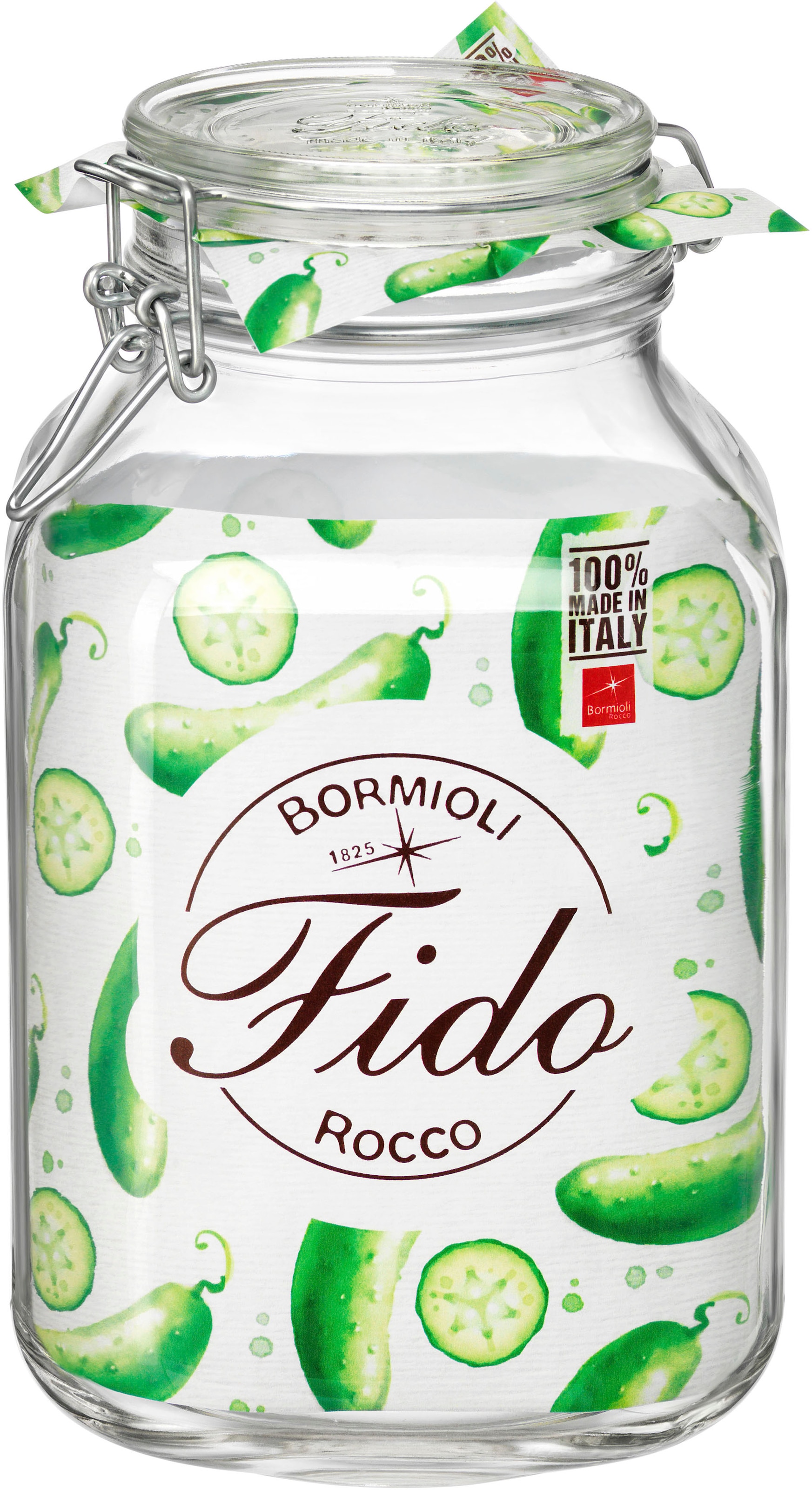 Bormioli Rocco Vorratsglas "Fido", (Set, 6 tlg., 6 Stück, 3,0l Fassungsvermögen), luftdicht verschließbar, mit Bügelvers