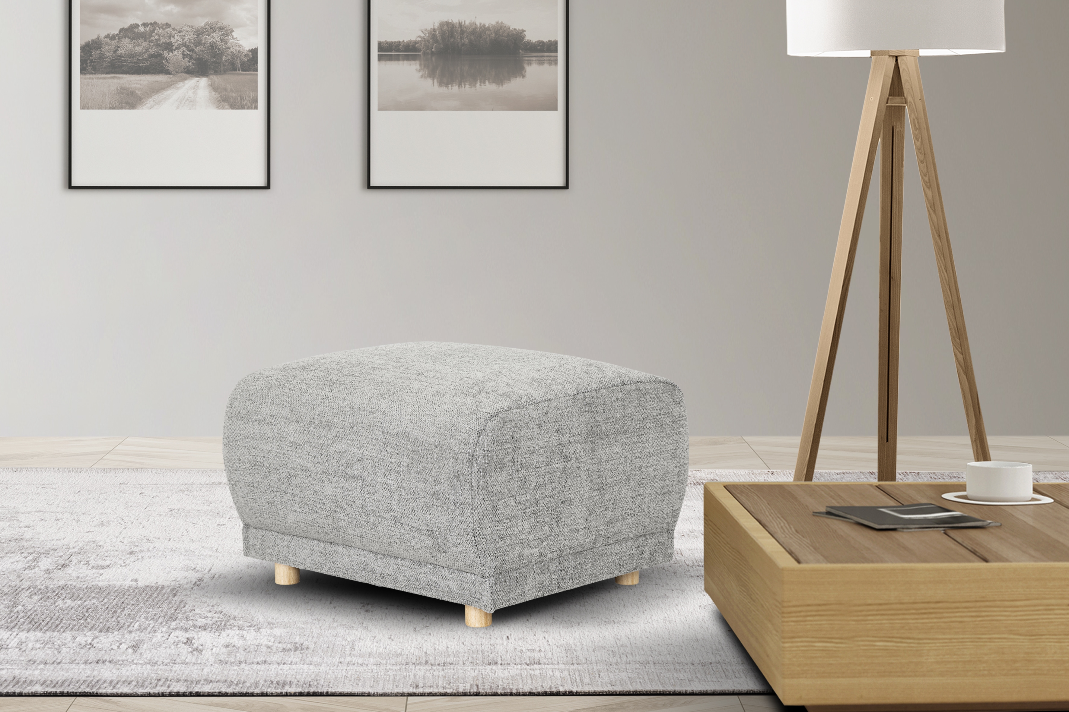 OTTO home Polsterhocker "LEMPS mit Wellenunterfederung, Maße B/T/H: 70/63/45 cm" passend zur Serie, in hochwertiger Verarbeitung