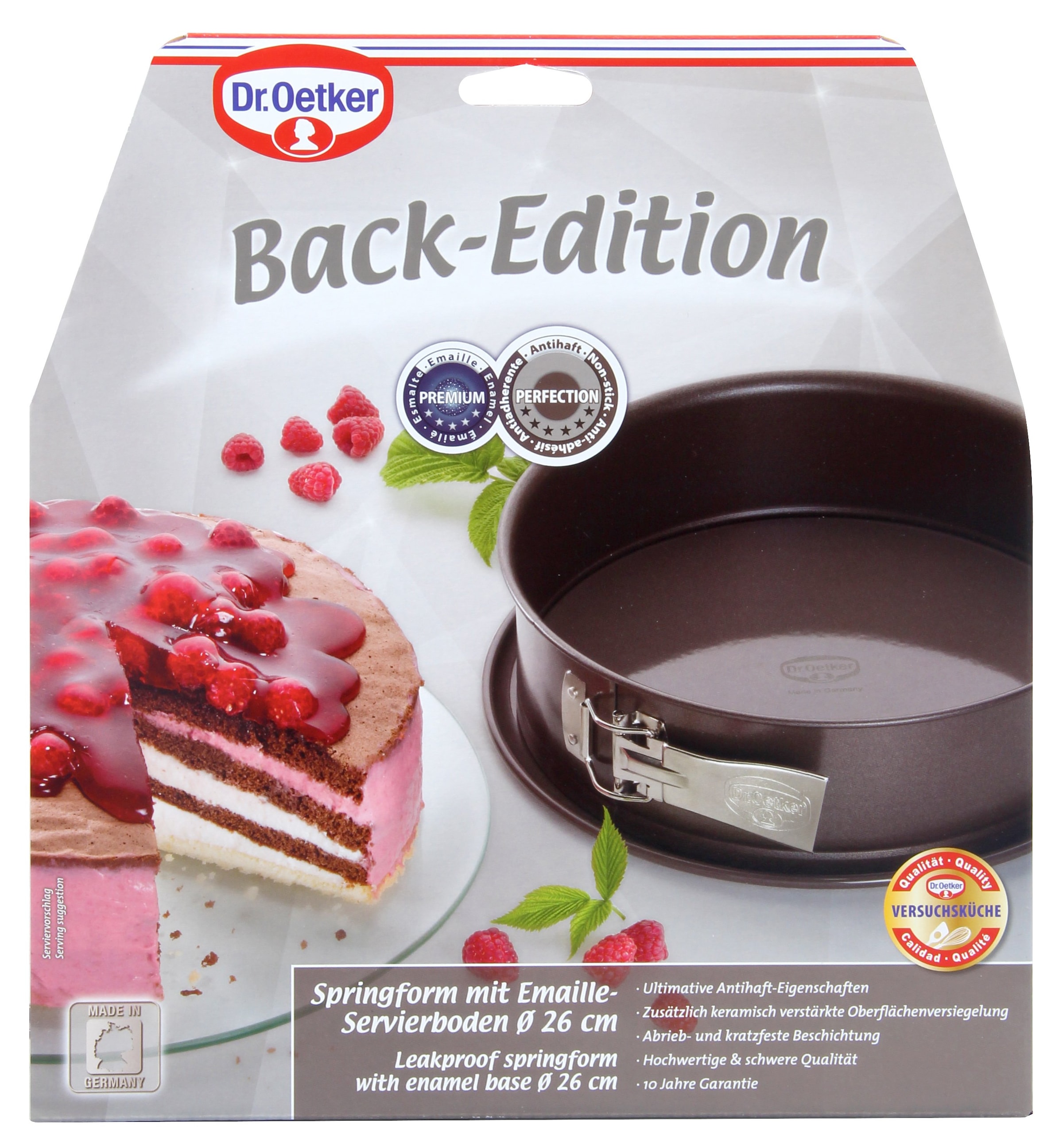 Dr. Oetker Küchenhelfer Springform »Back-Edition, mit Emaille-Servierboden« Antihaft-Beschichtung, schnitt-& kratzfest, hitzebeständig bis 230°C