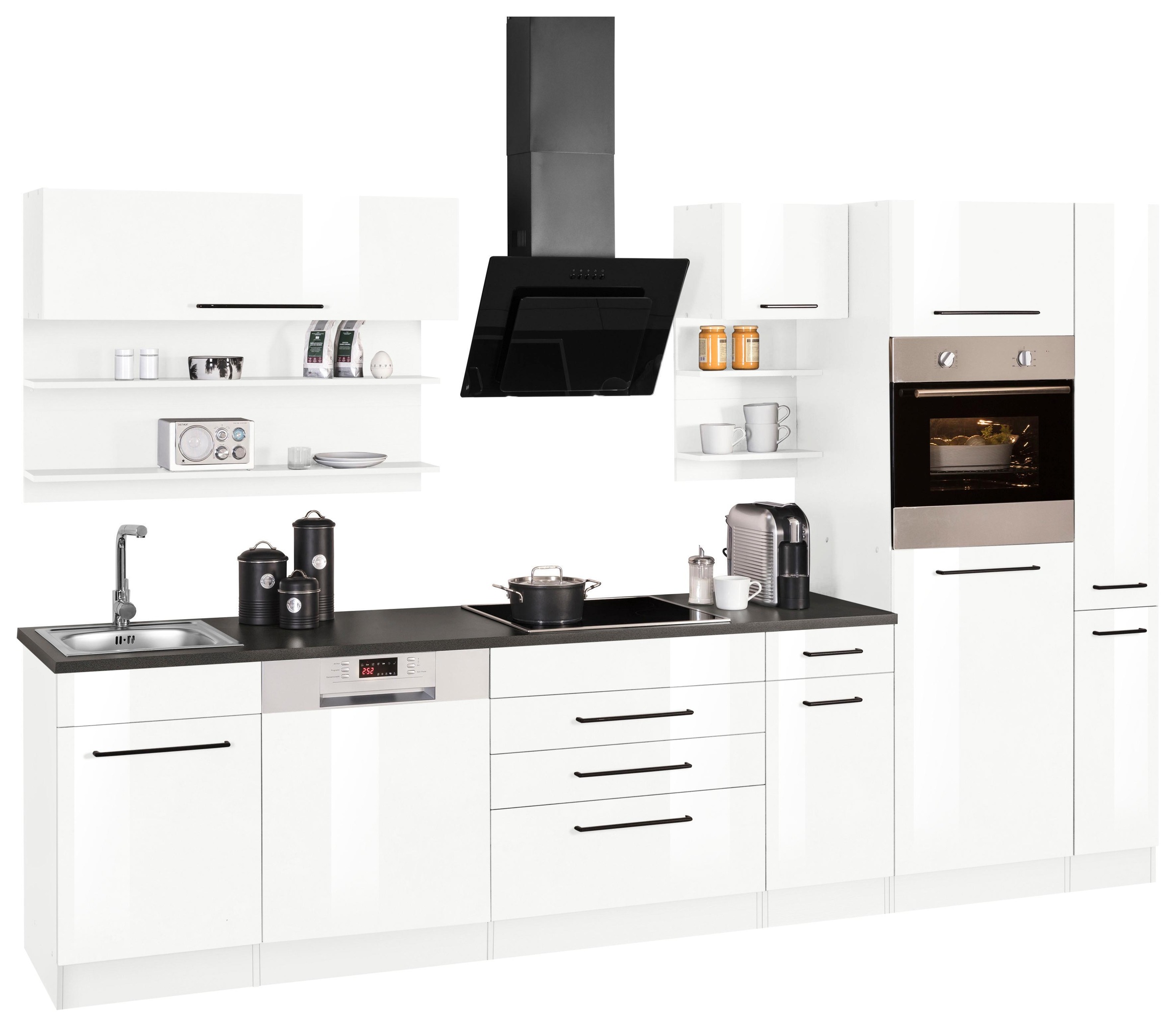 KOCHSTATION "KS-Tulsa" ohne E-Geräte, Breite 320 cm, schwarze Metallgriffe, günstig online kaufen