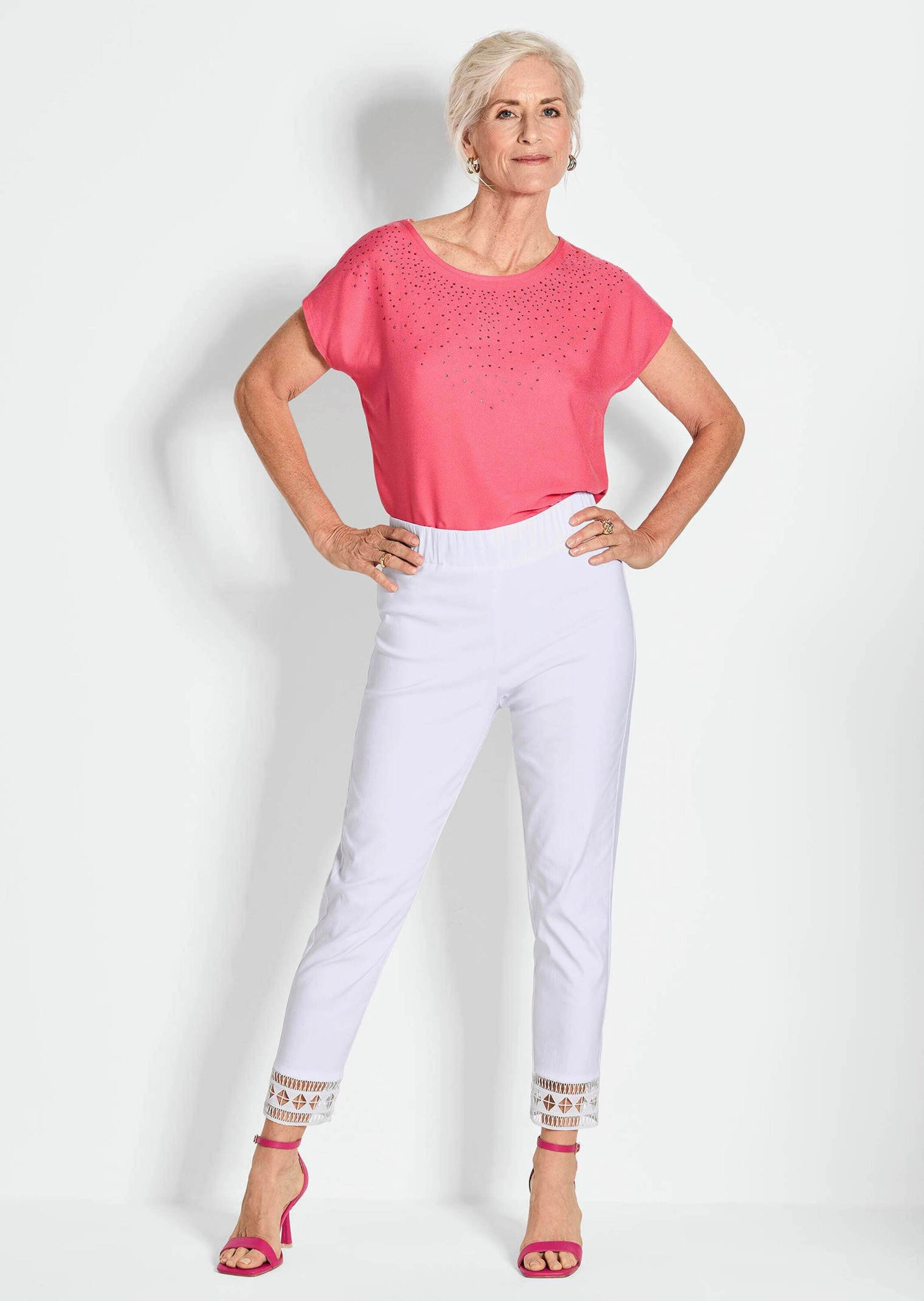 GOLDNER Schlupfhose »Freizeithose LOUISA mit Spitzenabschluss«