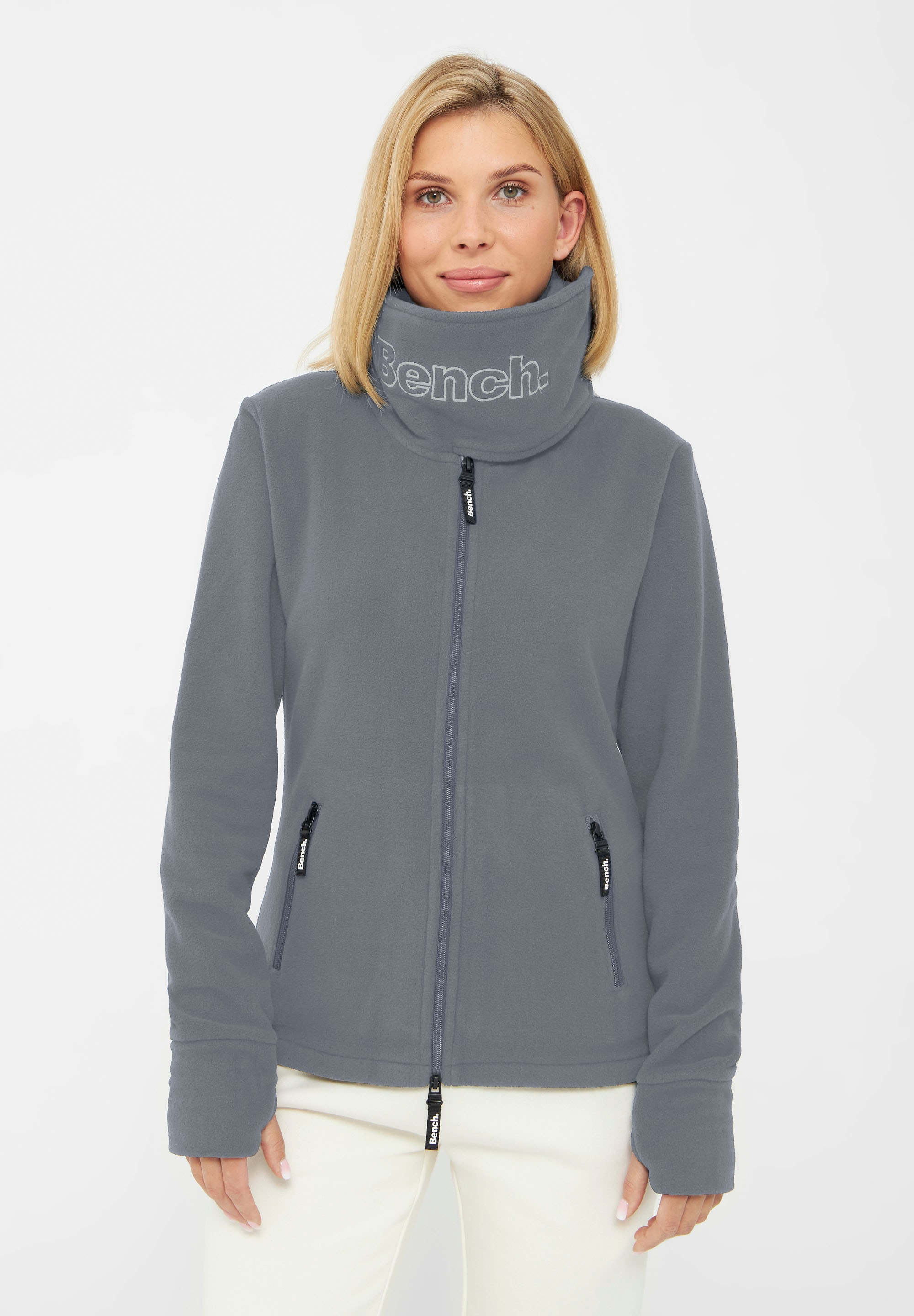 Bench. Fleecejacke "FUNNEL" 1 Stk. tlg. ohne Kapuze mit Glitzerstickerei günstig online kaufen