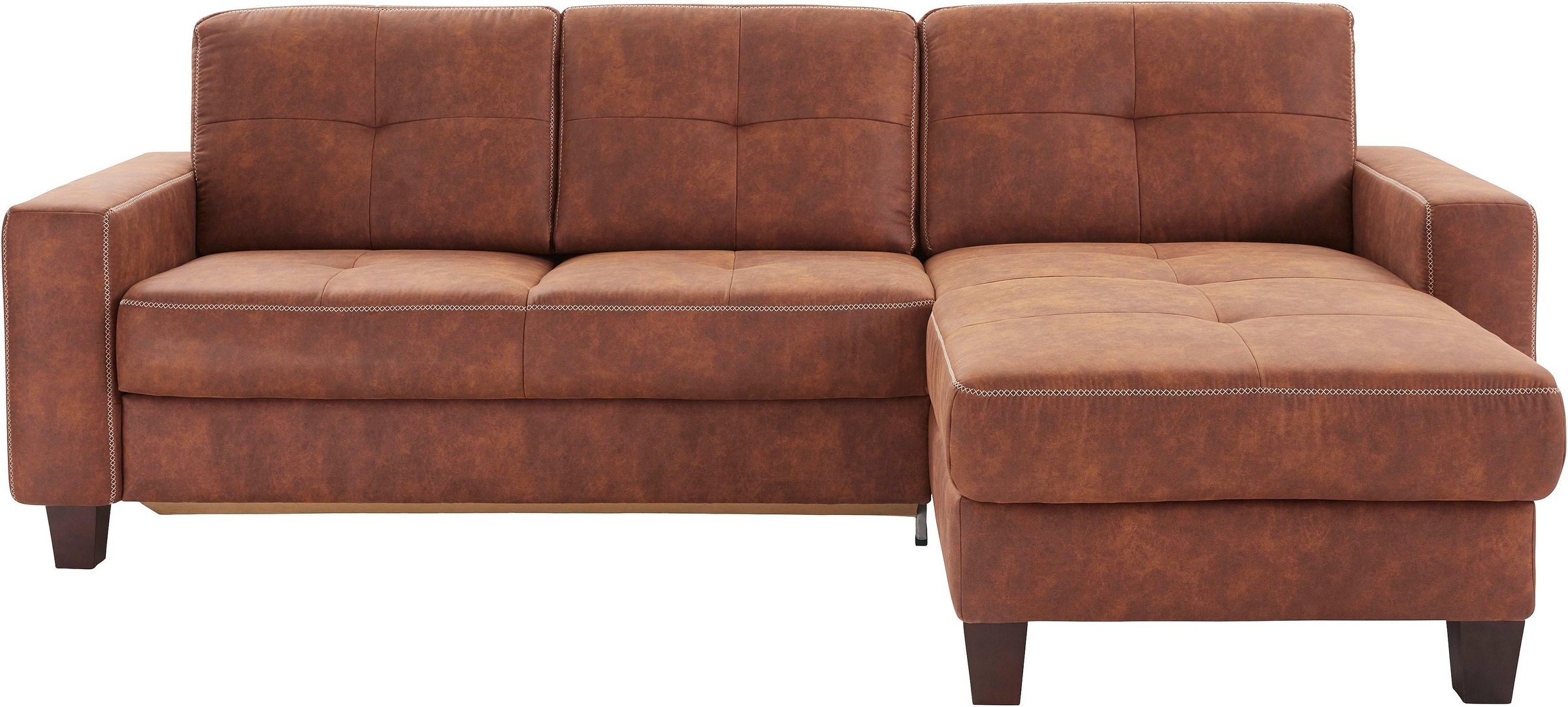 Places of Style Ecksofa »Varese L-Form«, Kreuznaht in beige