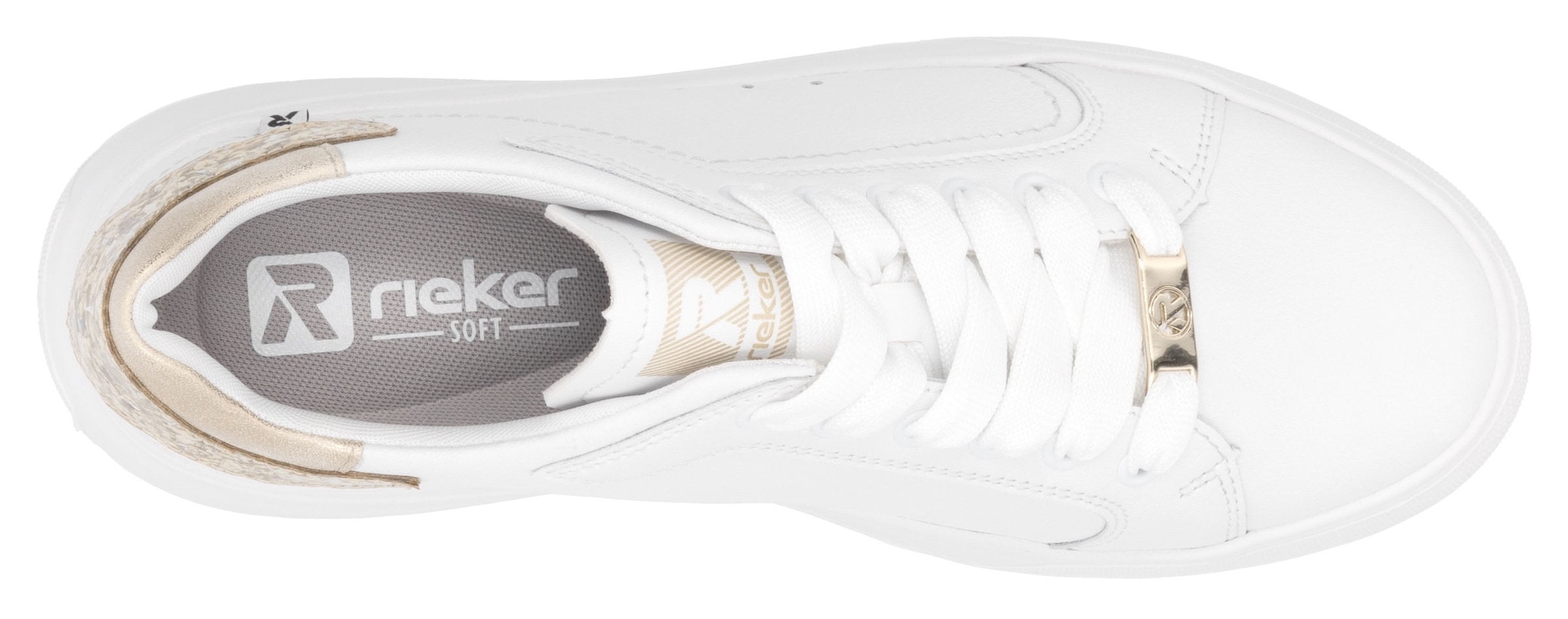 RIEKER Sport Plateausneaker, Schnürschuh, Halbschuh, Freizeitschuh, Metallic-Akzent an der Ferse