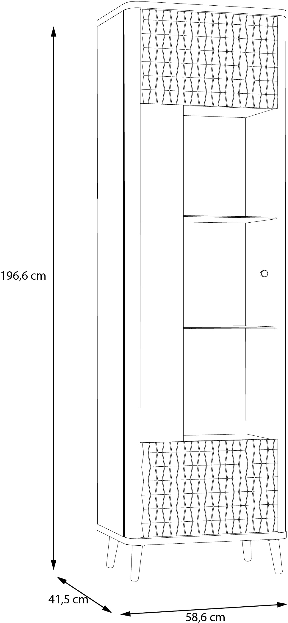 FORTE Vitrine »Fixsmile«, moderne Vitrine mit Glastüre, Oberfläche strukturiet, Soft Close