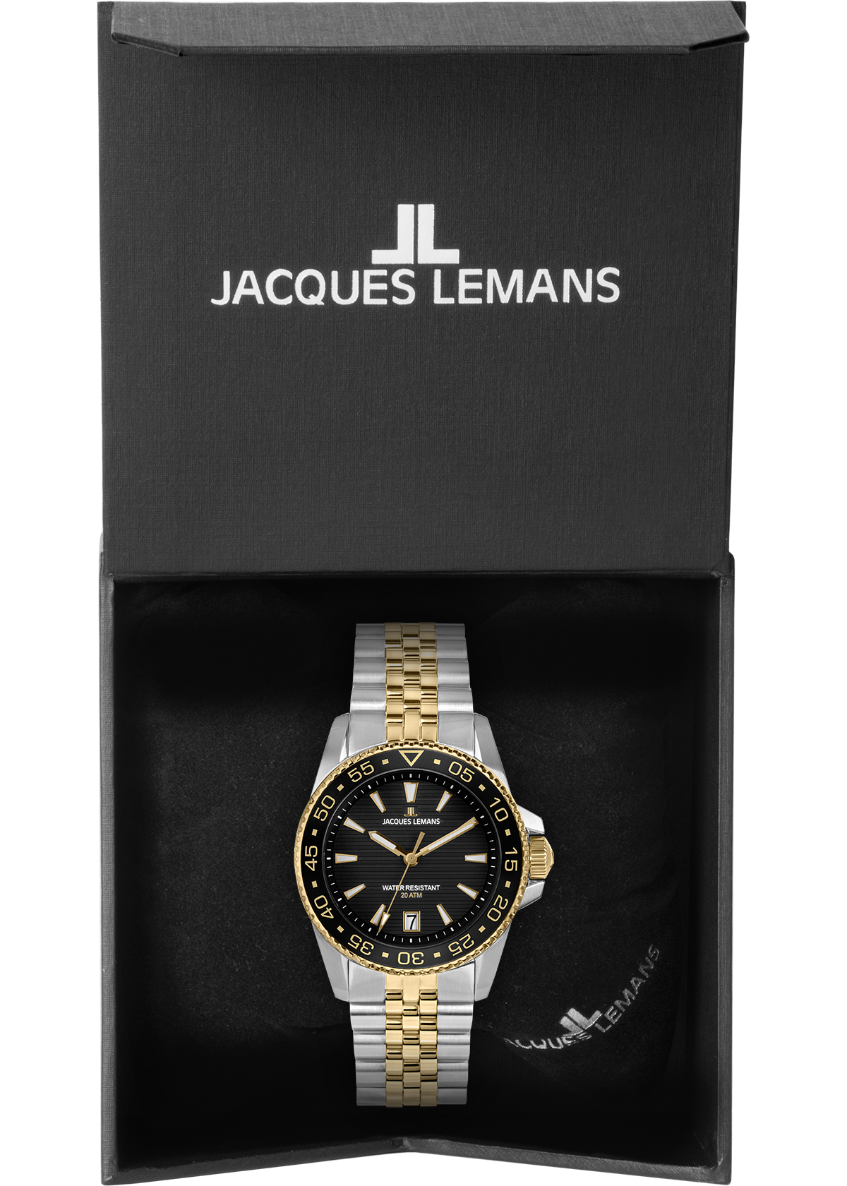 Jacques Lemans Quarzuhr »Liverpool Diver«, Armbanduhr, Herrenuhr, Edelstahlarmband, analog, Tag