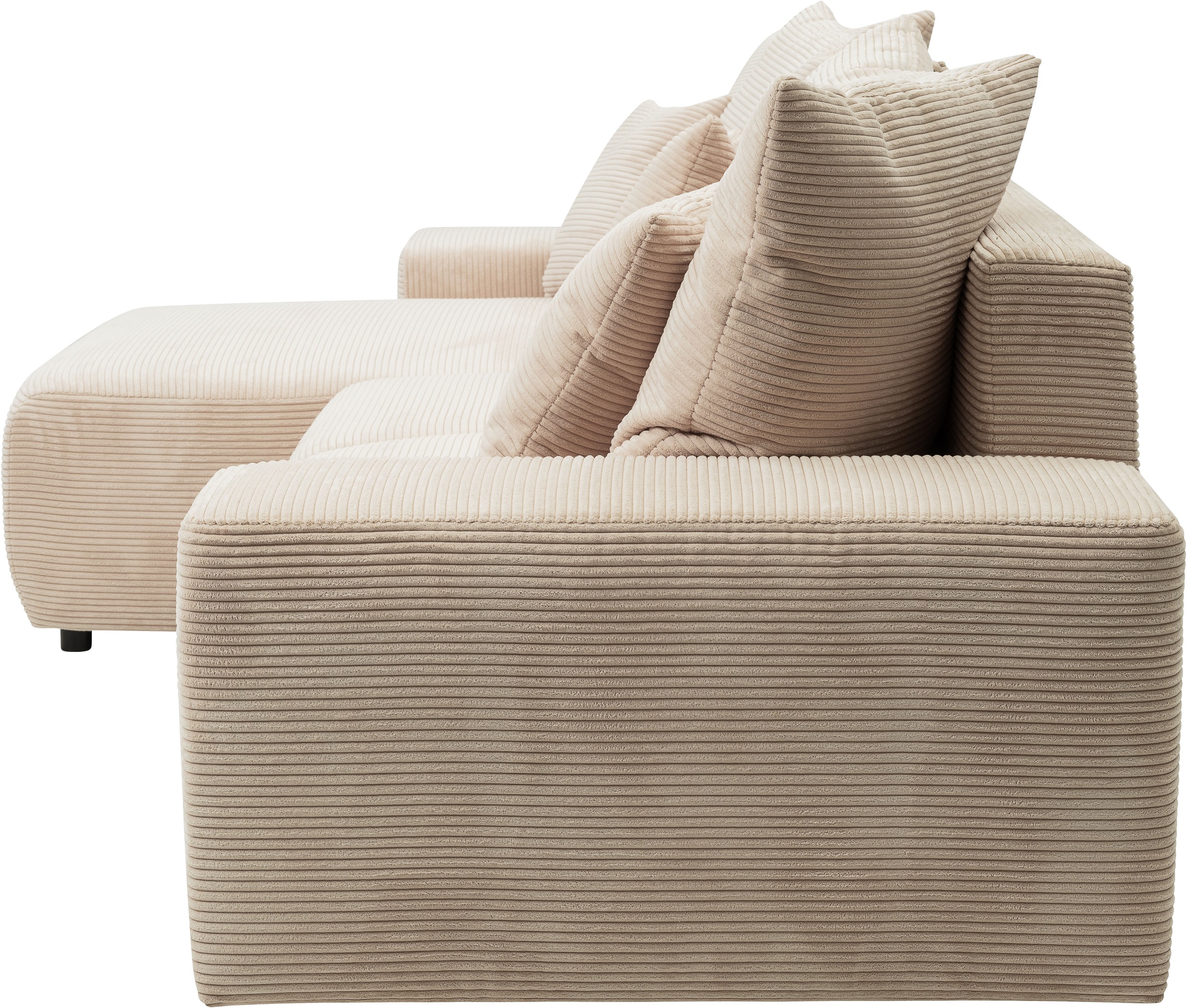 WERK2 Ecksofa »Riwa, modernes Sofa zum Kuscheln und Entspannen, Breite 300cm, L-Form«, Trendiges Ecksofa mit vielen Kissen, Schlaffunktion & Bettkasten