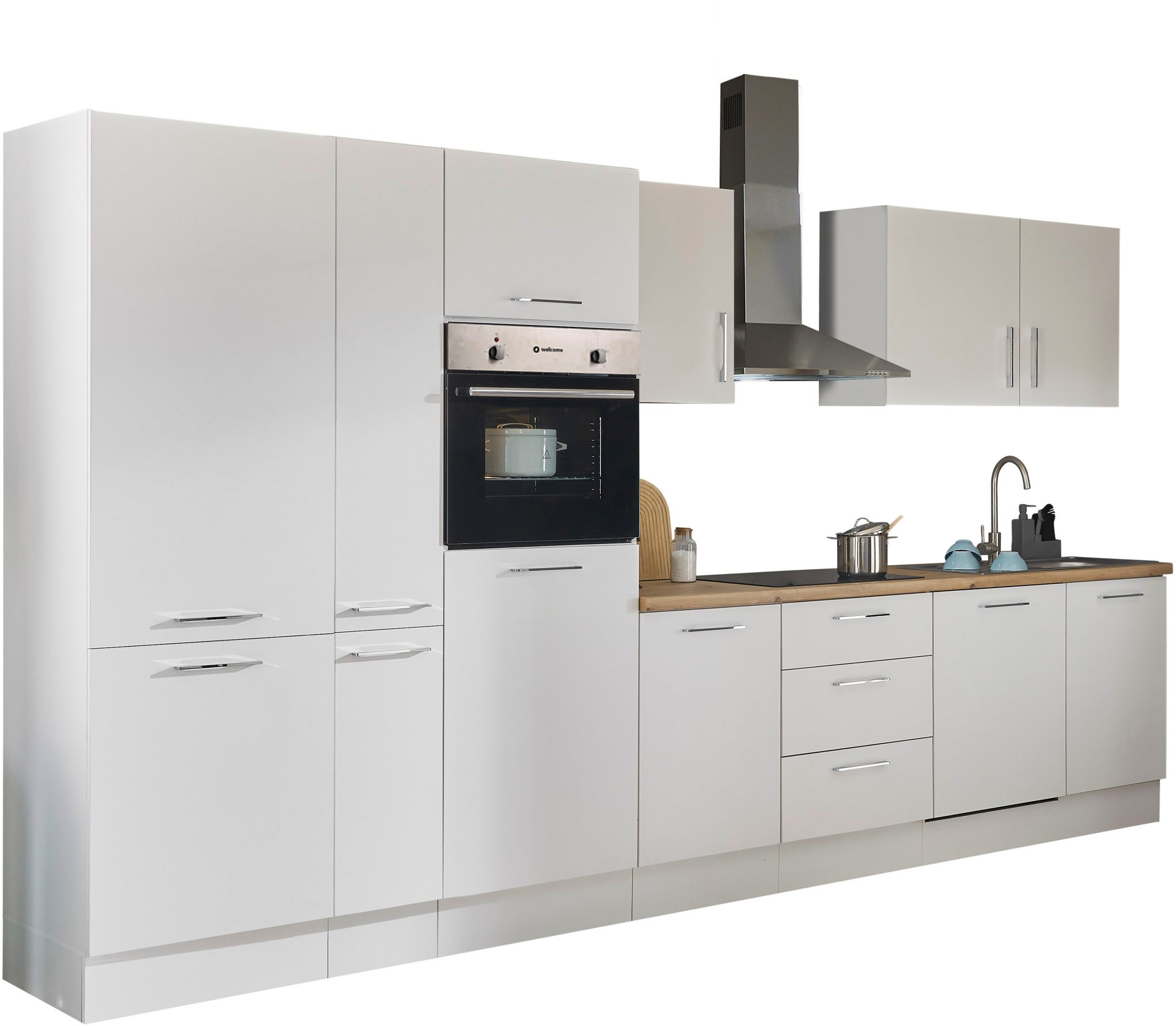 BASIC by Balculina Küchenzeile »Turin«, Breite 370 cm, wahlweise mit E-Geräten
