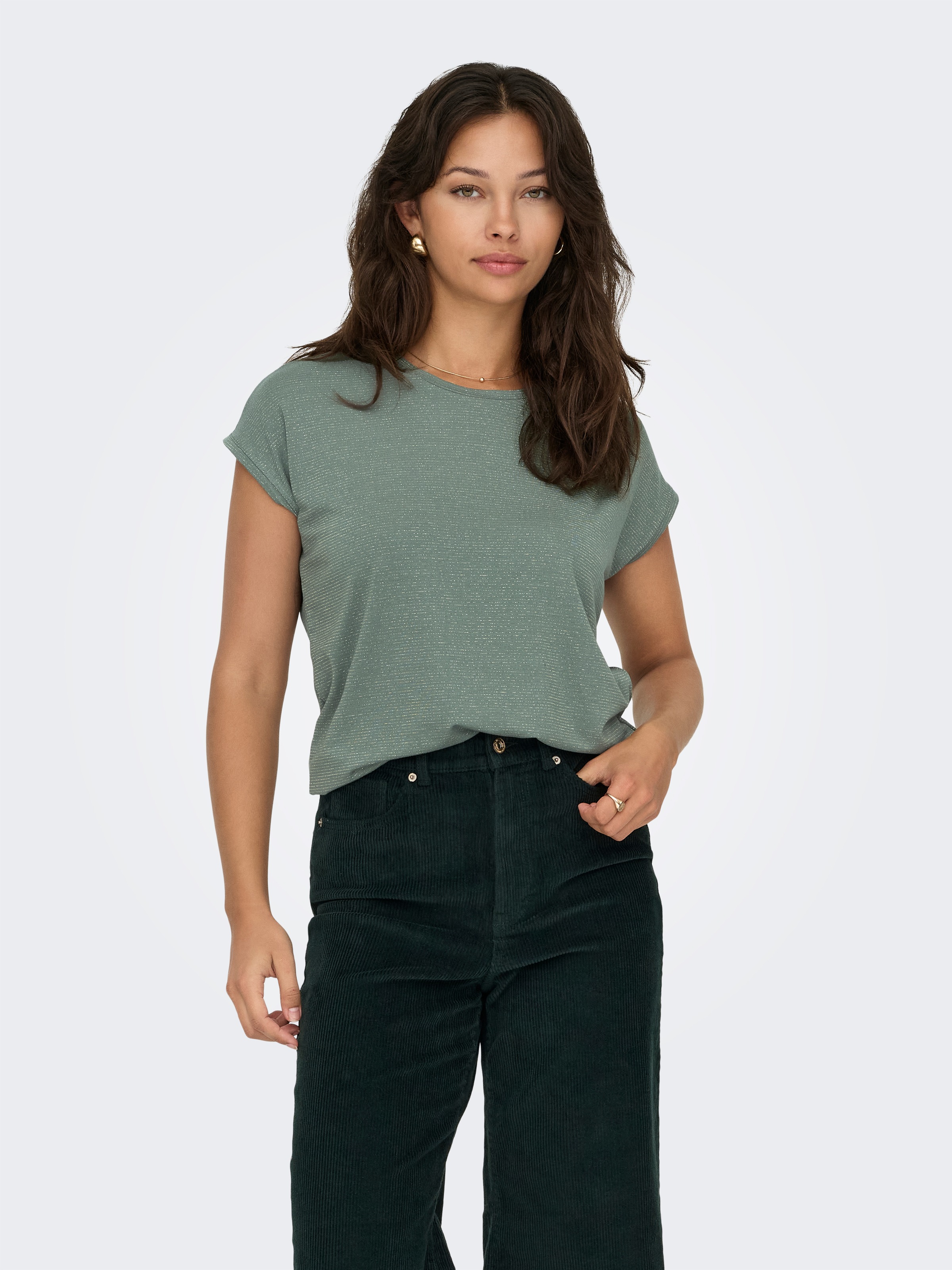 ONLY Kurzarmshirt "ONLCLAUDIA S/S GLITTER STRIPE TOP JRS" günstig online kaufen