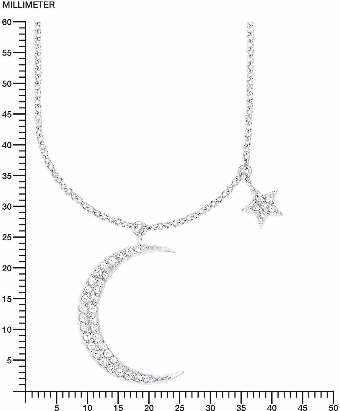 Amor Kette mit Anhänger »Mond und Stern«, mit Zirkonia (synth.)