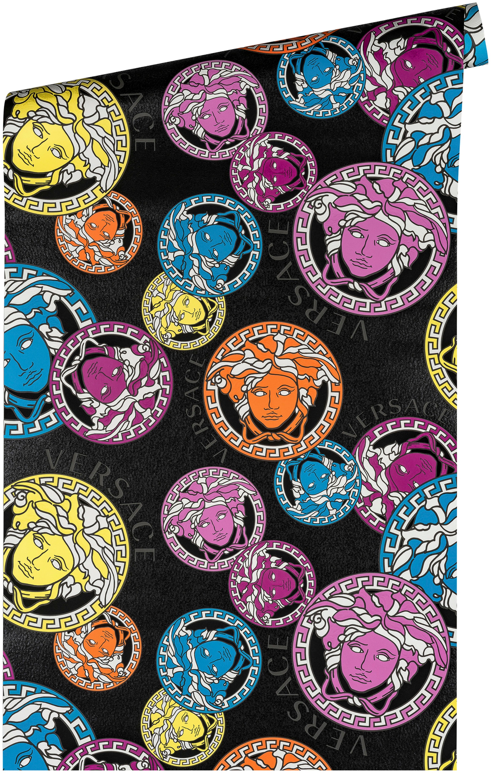 Versace Vliestapete »Wallpaper Versace 5 Medusakopf«, leicht glänzend-gemustert-abstrakt, Designertapete Tapeten Wohnzimmer Schlafzimmer Küche Flur Design Optik