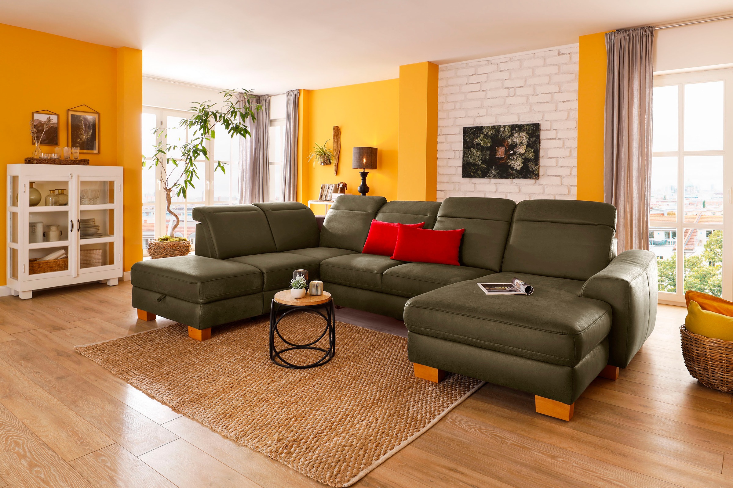 Home affaire Wohnlandschaft "Dundee U-Form" wahlweise mit Kopfteilverstellu günstig online kaufen