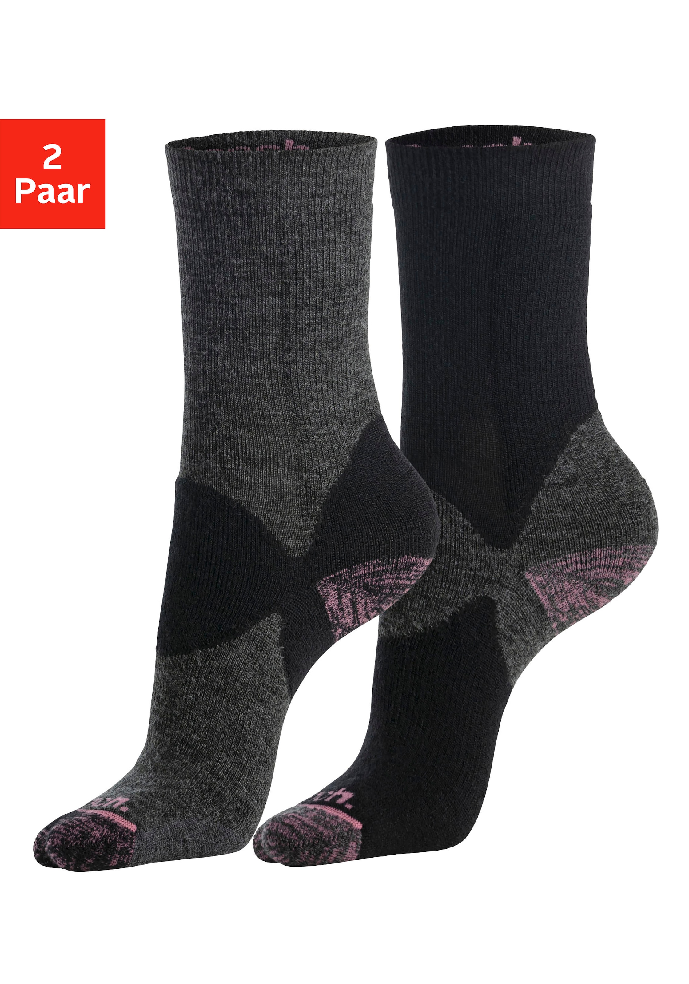 Bench. Wandersocken, (Packung, 2 Paar), Wollsocken aus flauschigem Material mit 36% Wolle