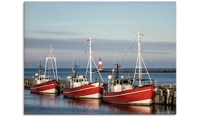 Leinwandbild »Fischerboote und Mole in Warnemünde«, Boote & Schiffe, (1 St.)