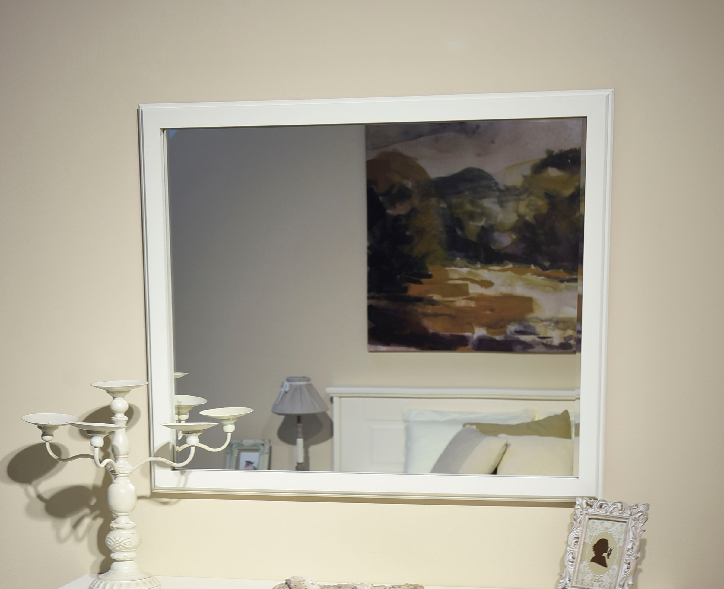 Home affaire Wandspiegel »Evergreen, Maße (B/T/H): 98/4/82 cm«, (hochwertige, langlebige UV Lackierung (matt), mit Rahmen und schönen Profil im Landhausstil, FSC-zertifiziert