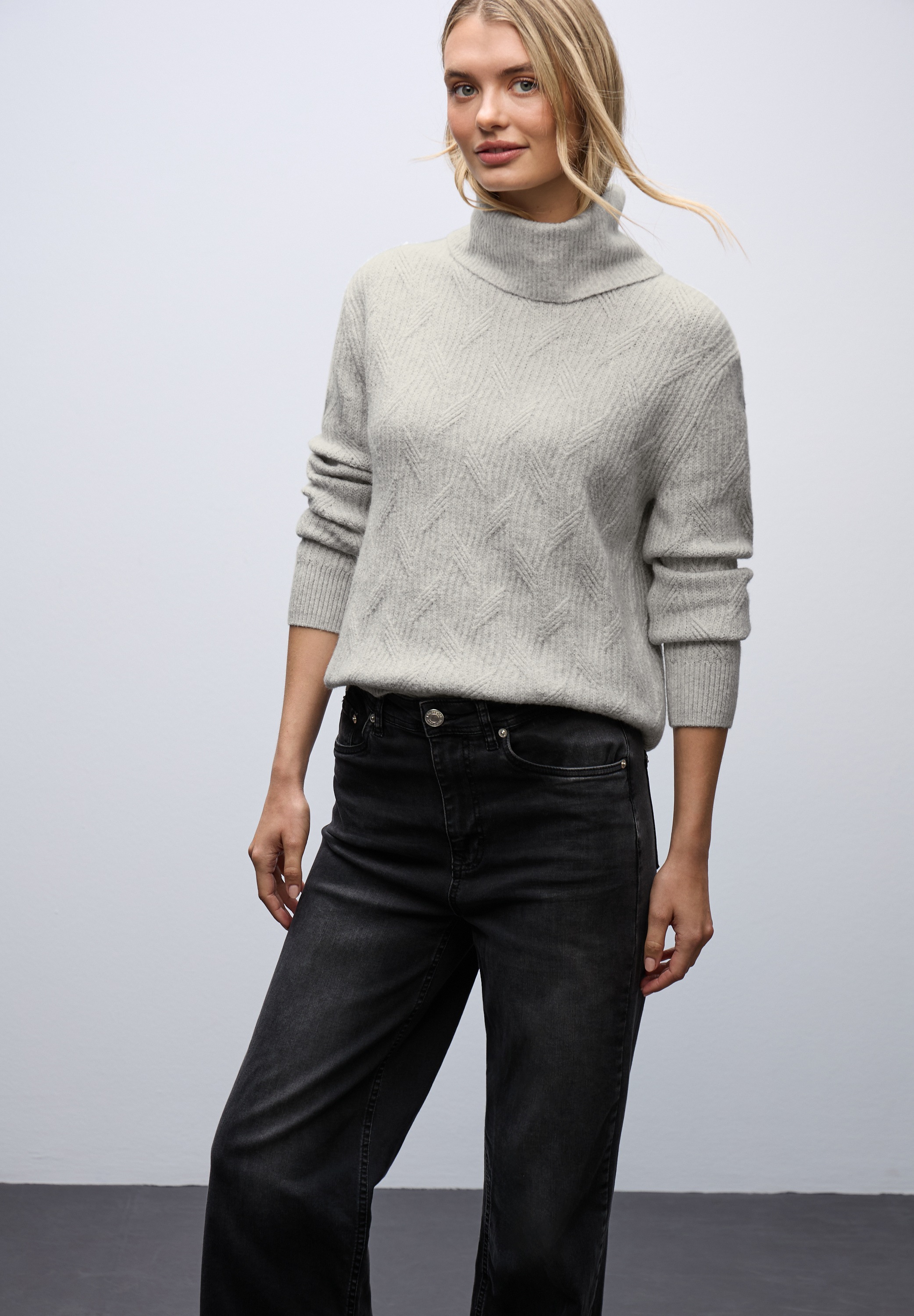 STREET ONE Rollkragenpullover aus Baumwolle mit Stretchanteil günstig online kaufen