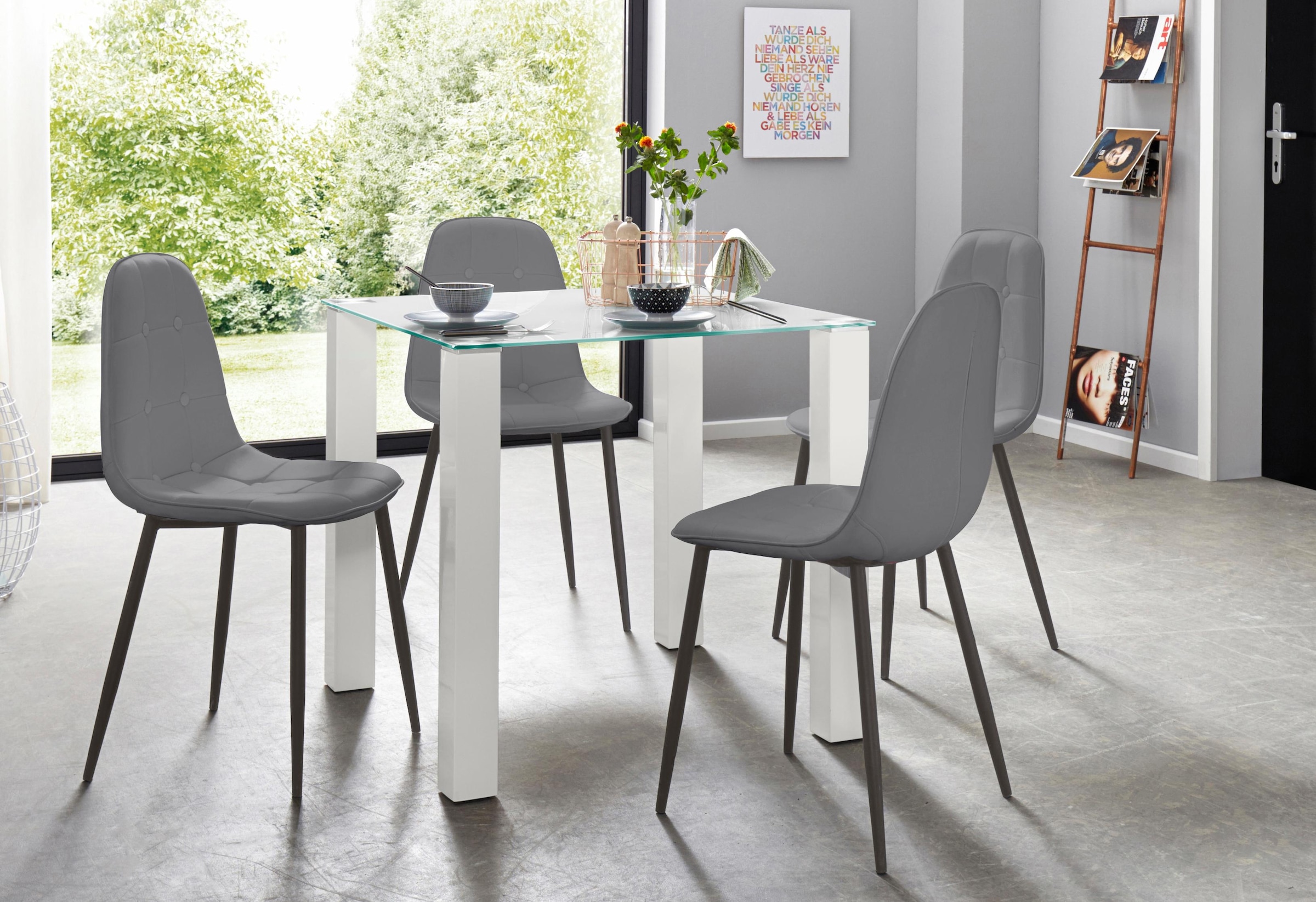INOSIGN Essgruppe Set, 5 Stk. tlg. mit Glastisch, Breite 80 cm günstig online kaufen
