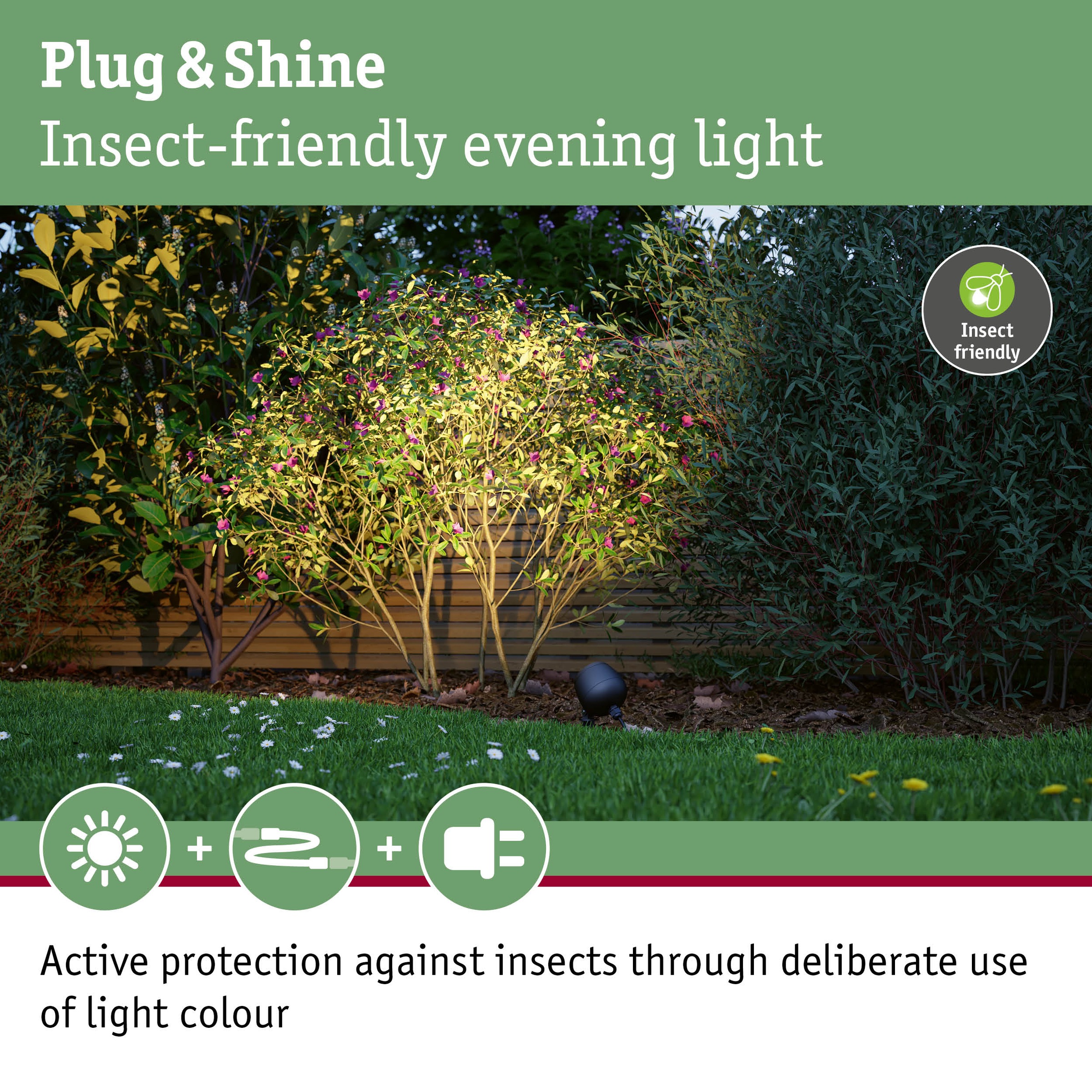 Paulmann LED Gartenleuchte »Outdoor Plug & Shine Spot Kikolo Insect friendly ZigBee« 1 Stk. Warmweiß Insektenfreundlich