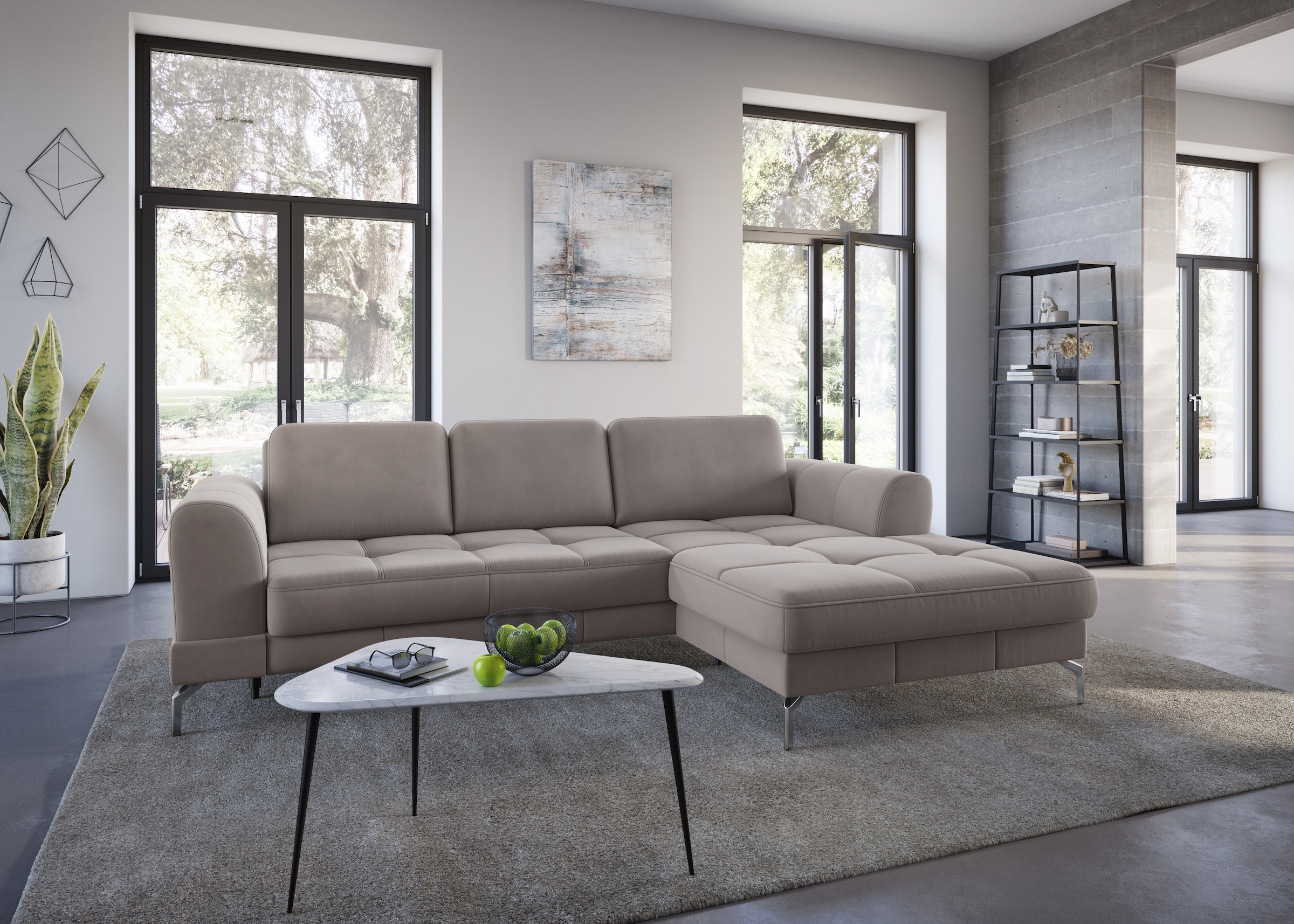 sit&more Ecksofa "Bendigo L-Form" inklusive Sitztiefenverstellung, Bodenfreiheit 15 cm, 2 Fußfarben